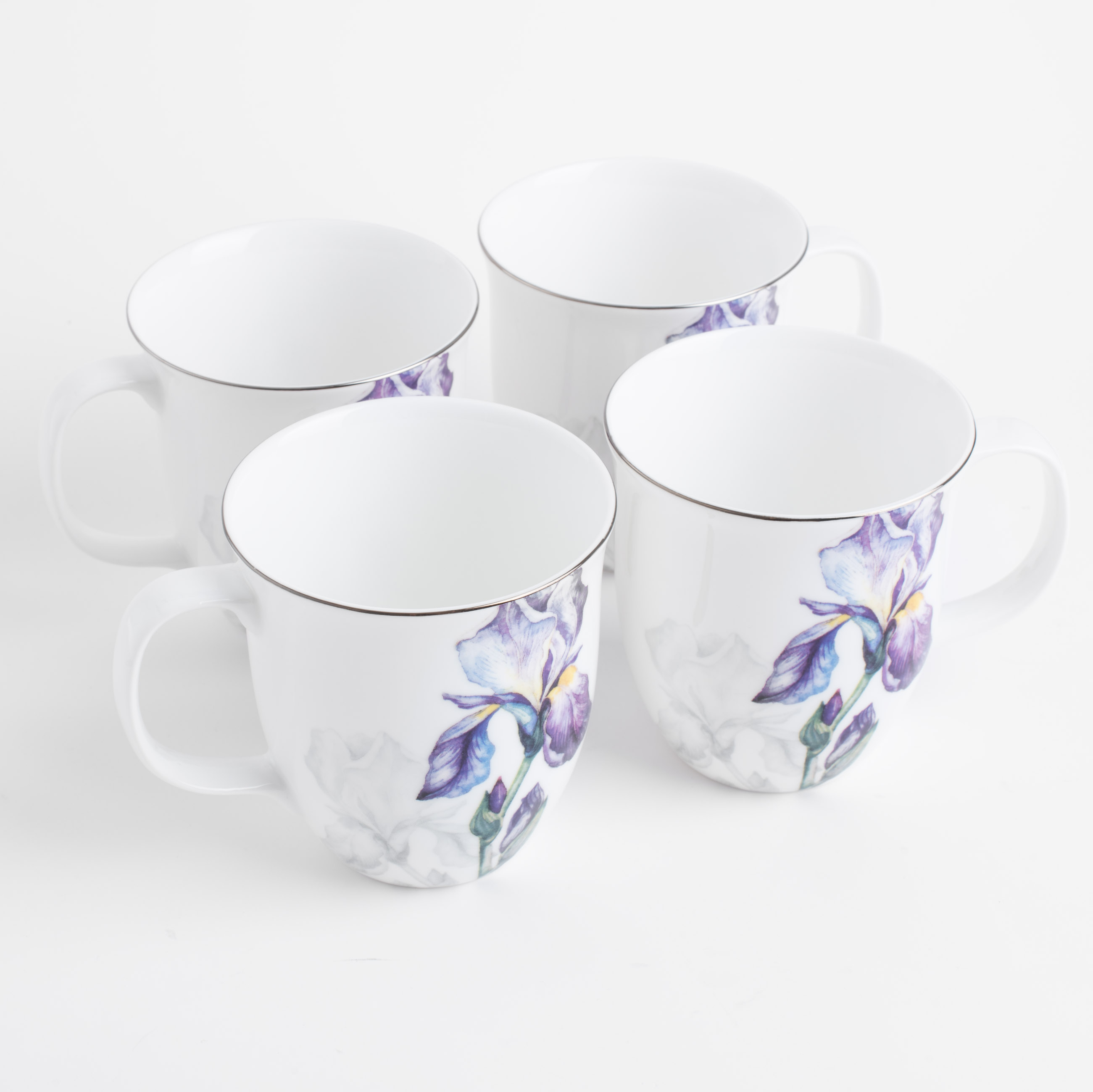 Mug, 350 ml, 4 pcs, porcelain F, with silver edging, Irises, Antarctica Flowers изображение № 2