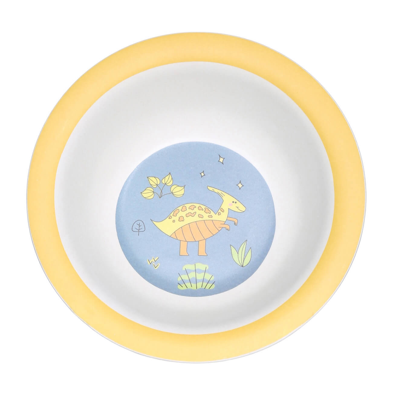 Soup plate, children's, 15x4 cm, bamboo, yellow-blue, Dinosaur, Dino изображение № 1