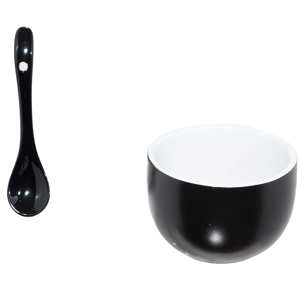Jam/sugar bowl, 120 ml, 2 pcs, with spoon/stand, ceramic / bamboo, black, Loft изображение № 4