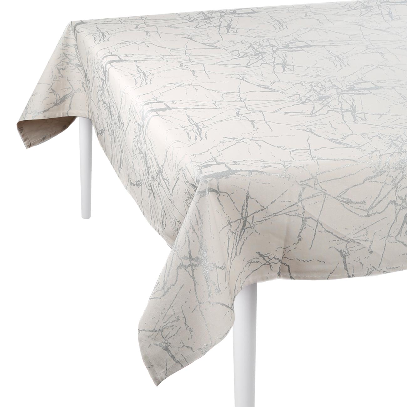 Tablecloth, 160x160 cm, cotton / acrylic, silver-gray, Marble foil изображение № 2