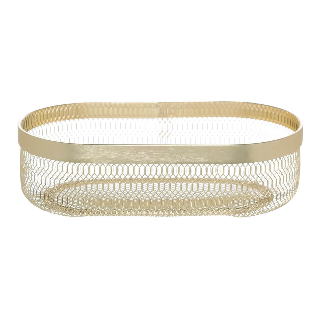 Decorative basket, 18x10 cm, metal, oval, golden, Nimbus изображение № 1