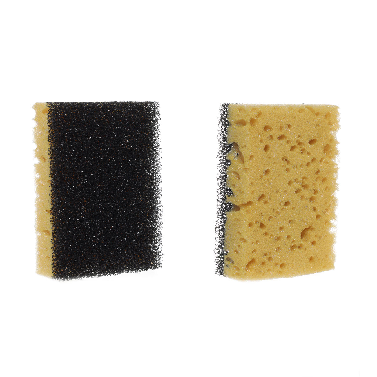 Dish washing sponge, 10x7 cm, 3 pcs, foam rubber / abrasive, black and yellow, Black clean изображение № 2