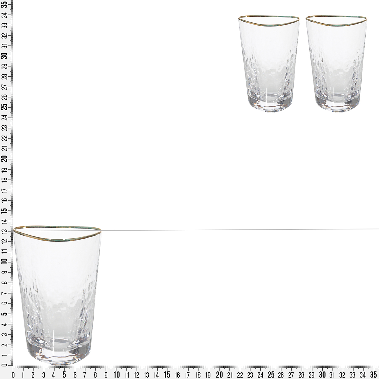 Glass, 400 ml, 2 pcs, glass, with golden edging, Triangle Gold изображение № 3