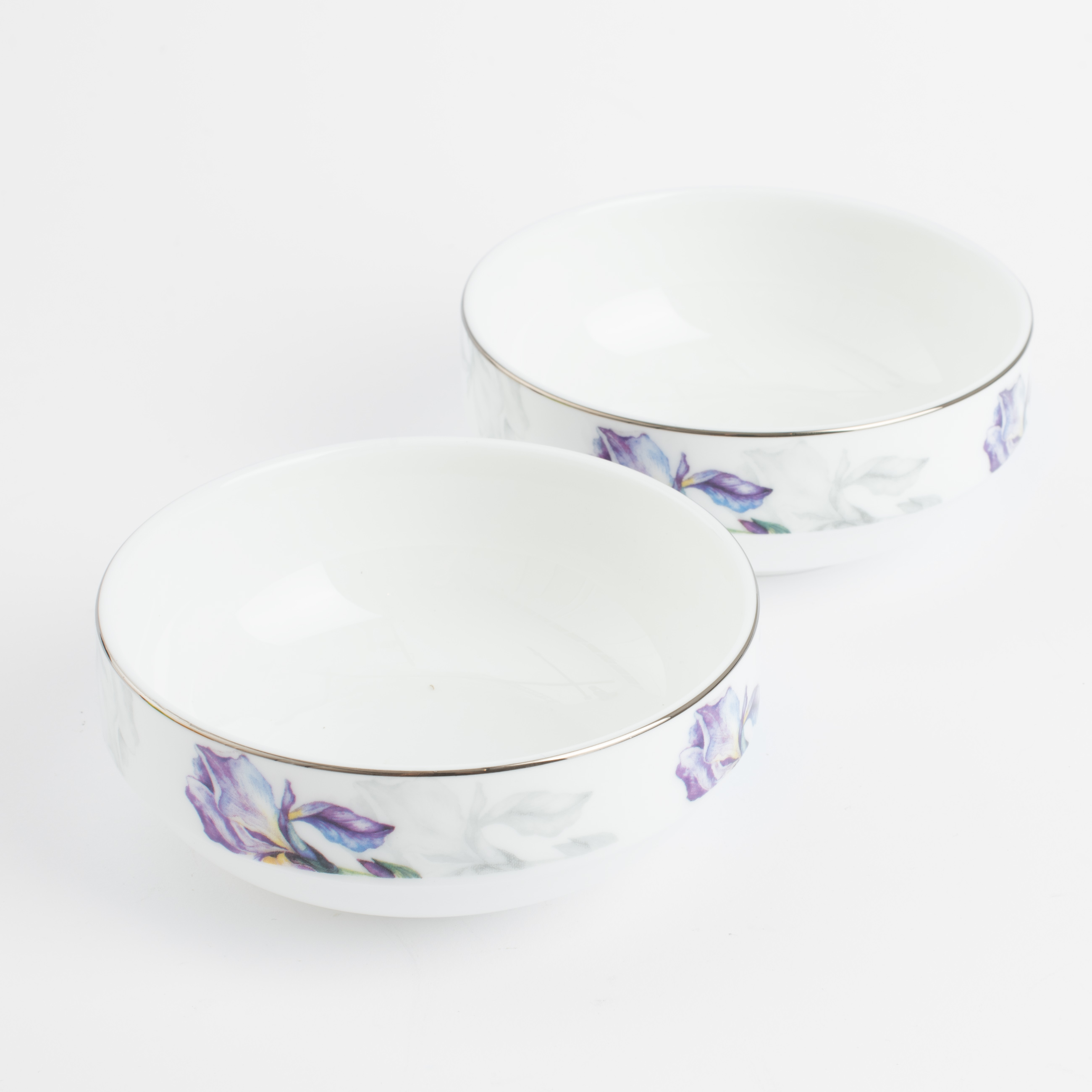 Bowl, 12x5 cm, 2 pcs, porcelain F, with silver edging, Irises, Antarctica Flowers изображение № 5