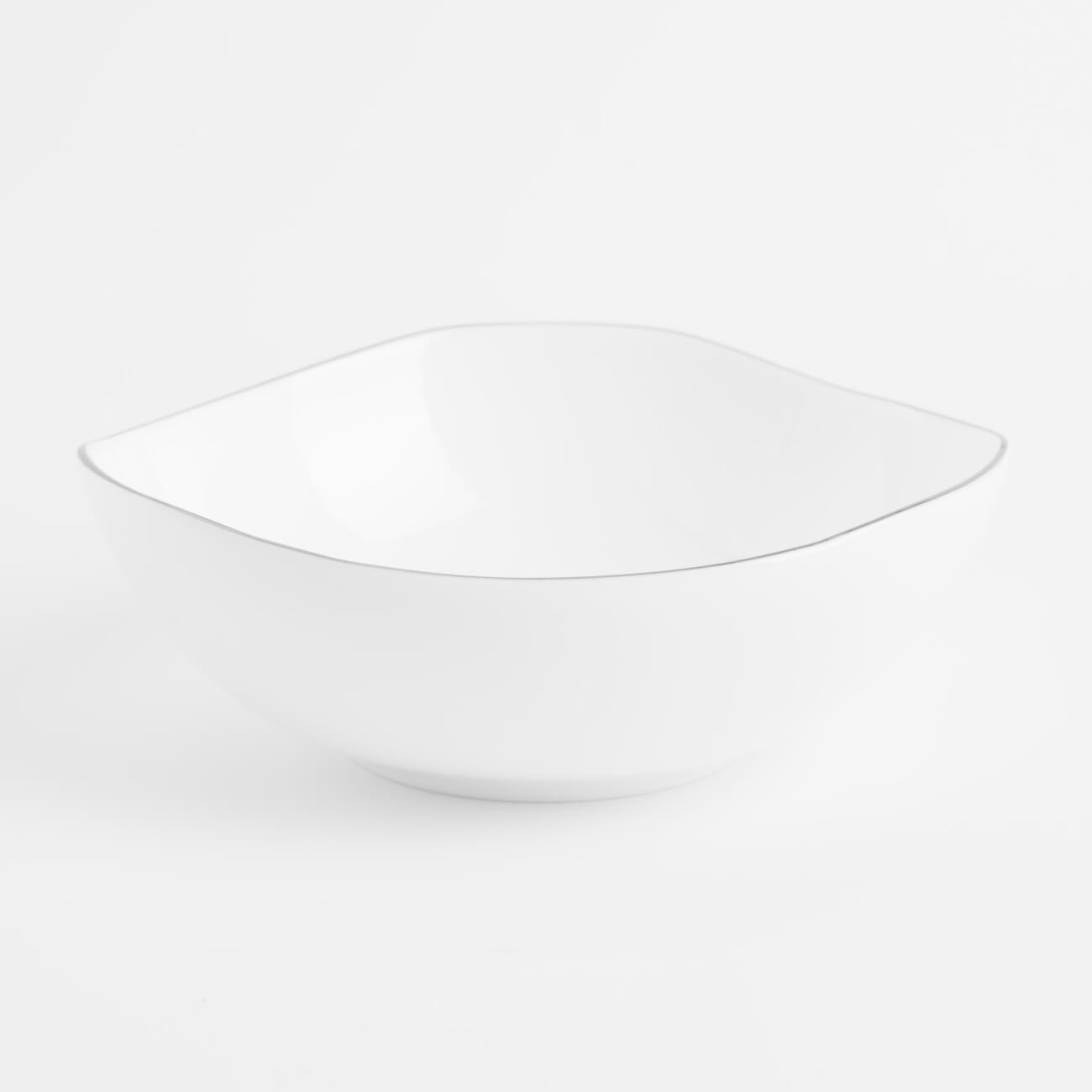 Bowl, 14x5 cm, porcelain F, white, Bend silver изображение № 1