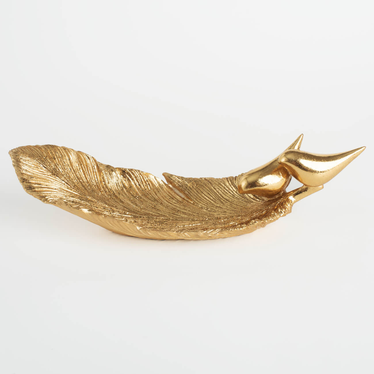 Decorative dish, 23x8 cm, polyresin, golden, Birds on a feather, Paradise garden изображение № 1