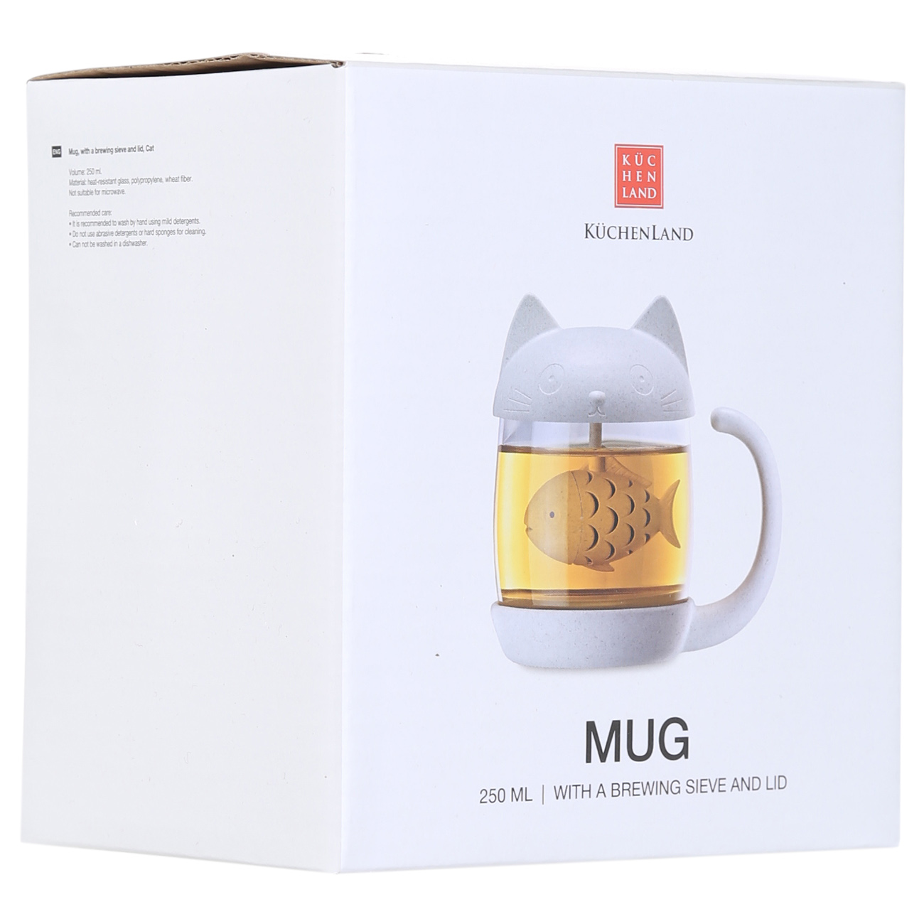 Mug, 250 ml, with brewing sieve and lid, glass T / wheat fiber, Cat изображение № 3