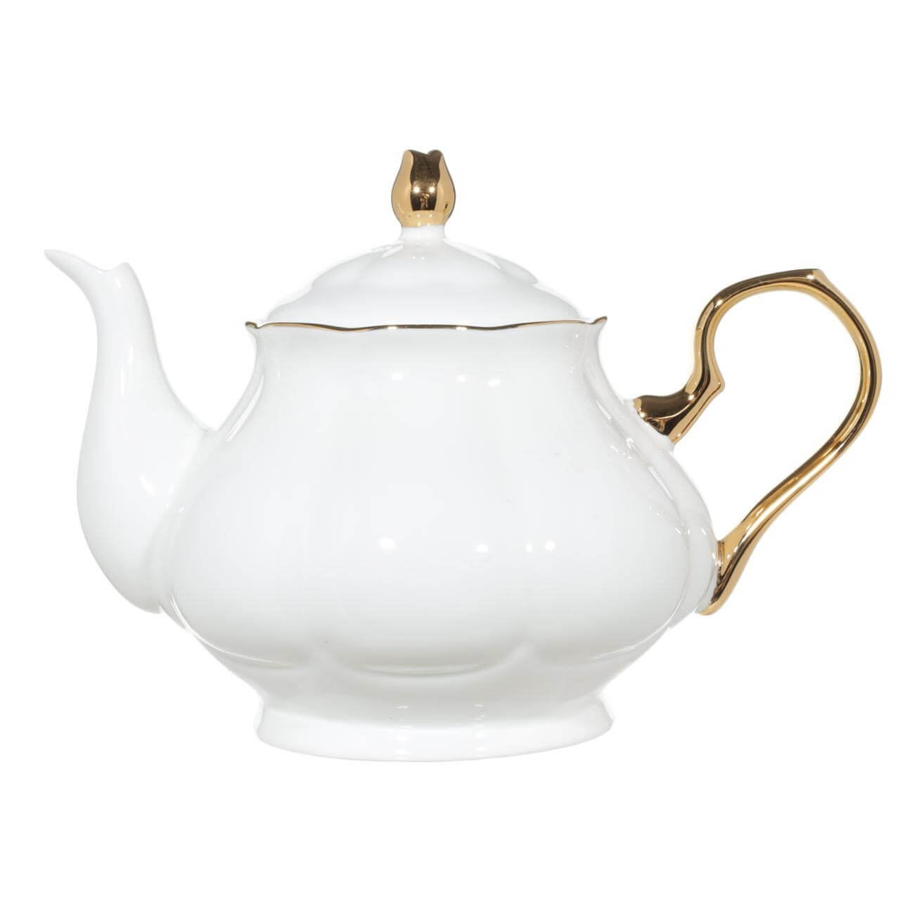 Teapot, 850 ml, porcelain F, white-gold, Premium Gold изображение № 1