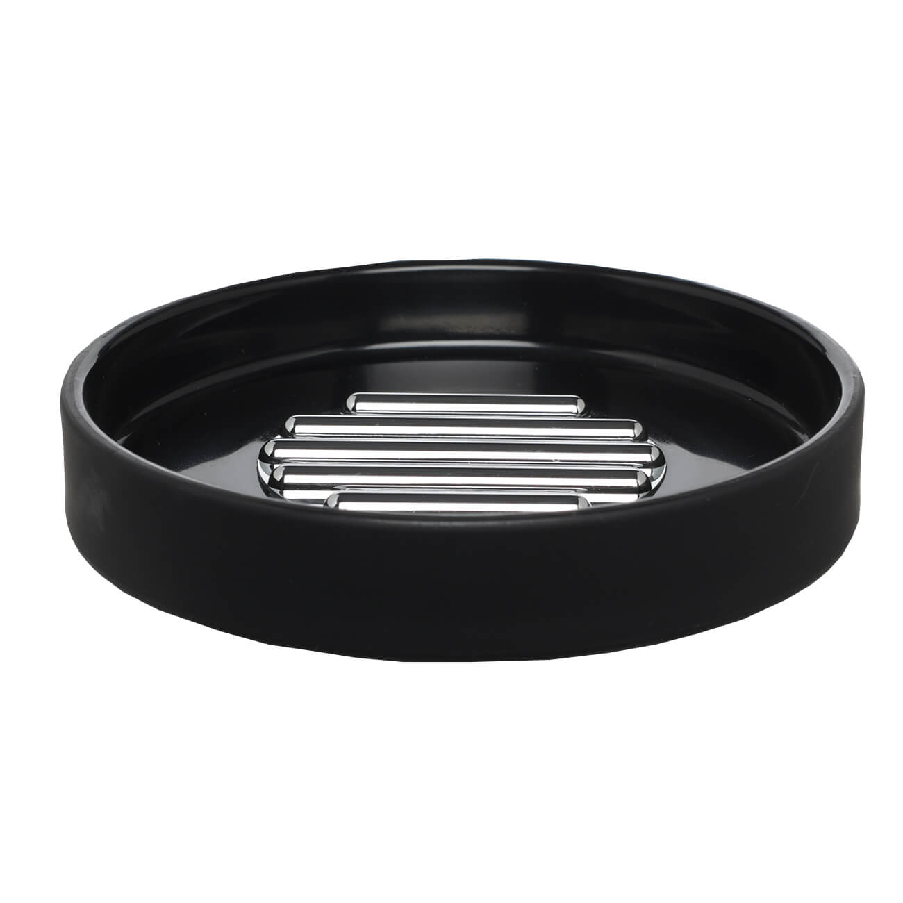 Soap dish, 12 cm, plastic, round, black, Loft style изображение № 1