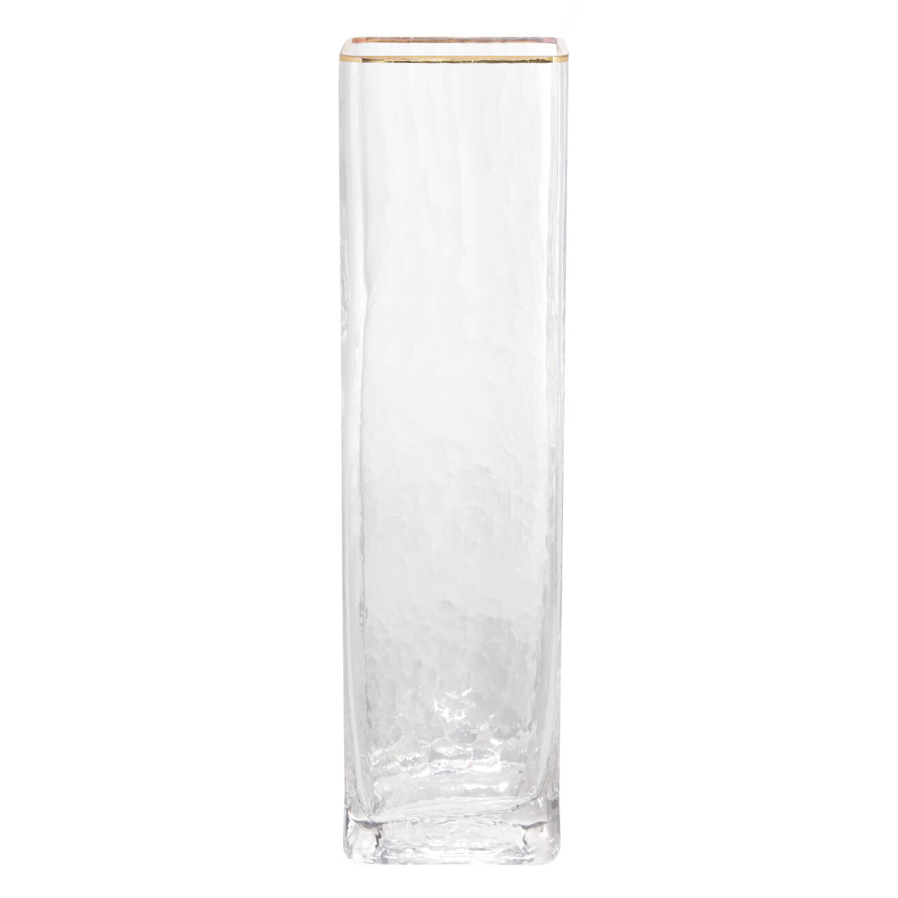 Flower vase, 30 cm, glass, rectangular, with golden edging, Ripply Gold изображение № 1