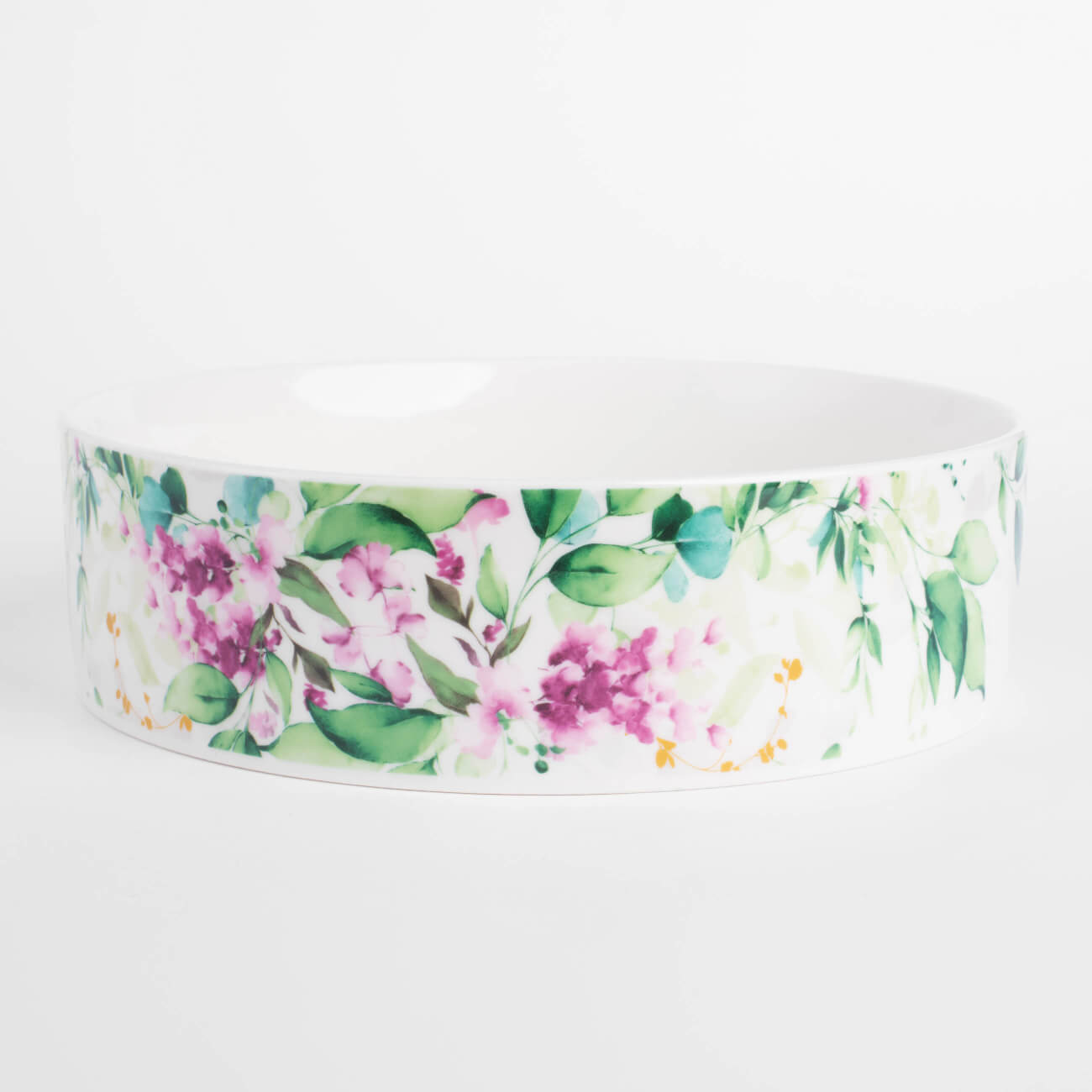 Dish, 23x6 cm, with sides, porcelain N, white, Watercolor flowers, Senetti изображение № 1