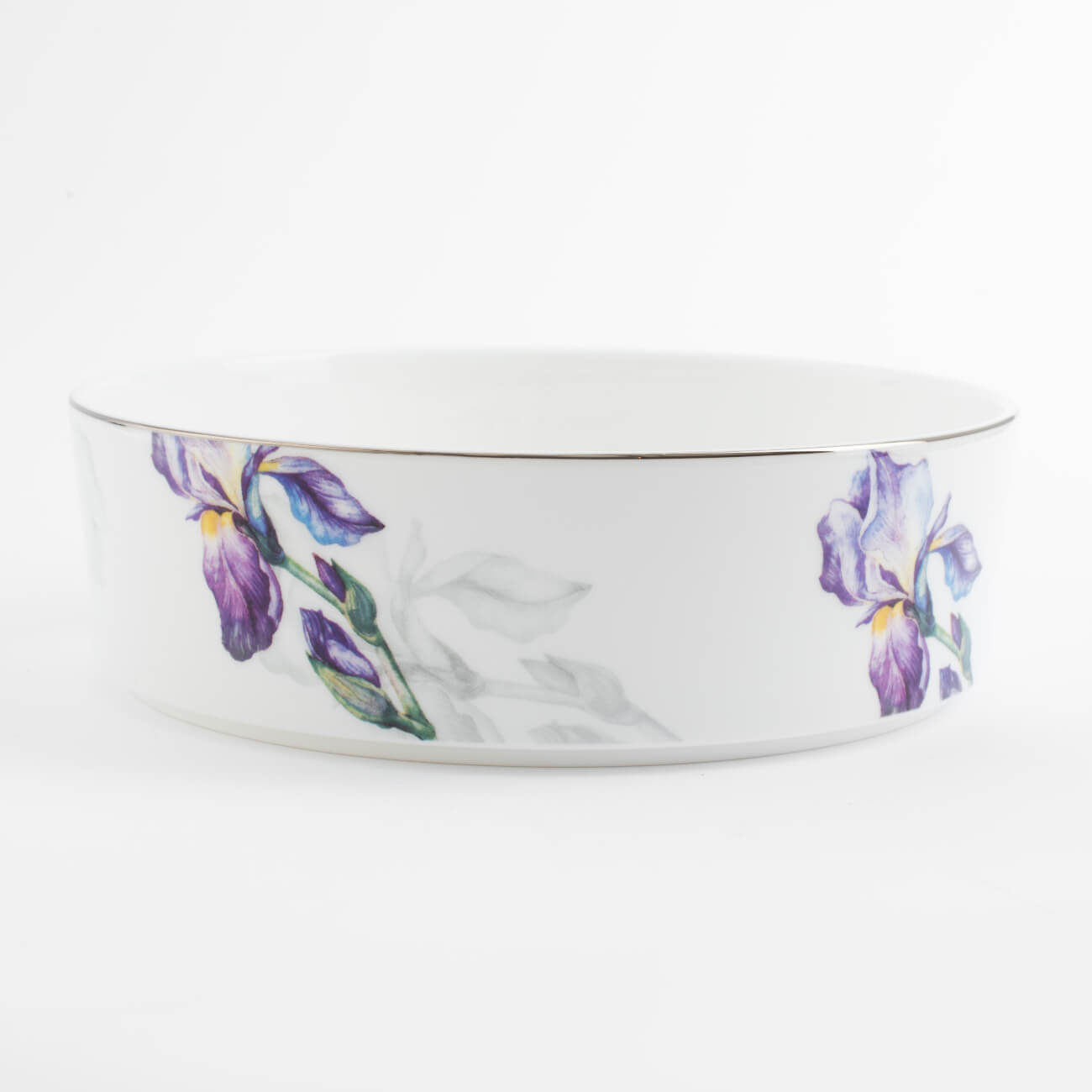 Dish, 20x6 cm, with sides, porcelain F, with silver edging, Irises, Antarctica Flowers изображение № 1