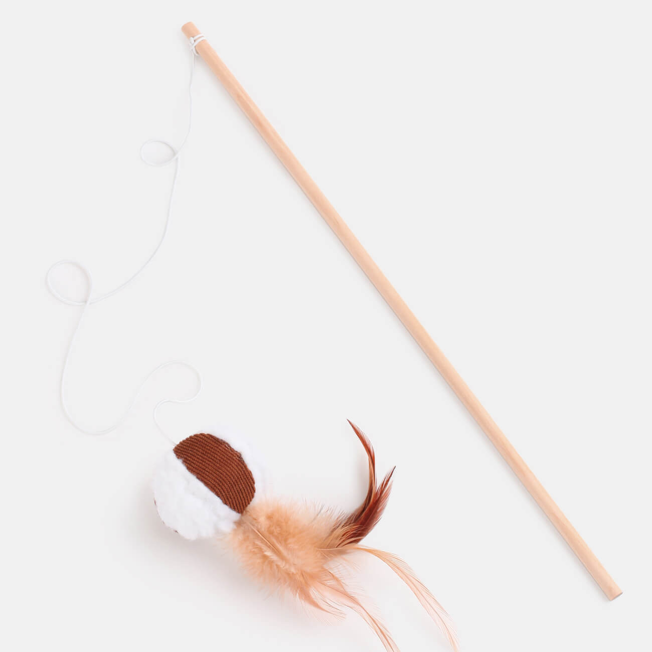 Cat Fishing Rod Toy, 1.1 m, with feathers, Wood / Polyester, Ball, Playful cat изображение № 1