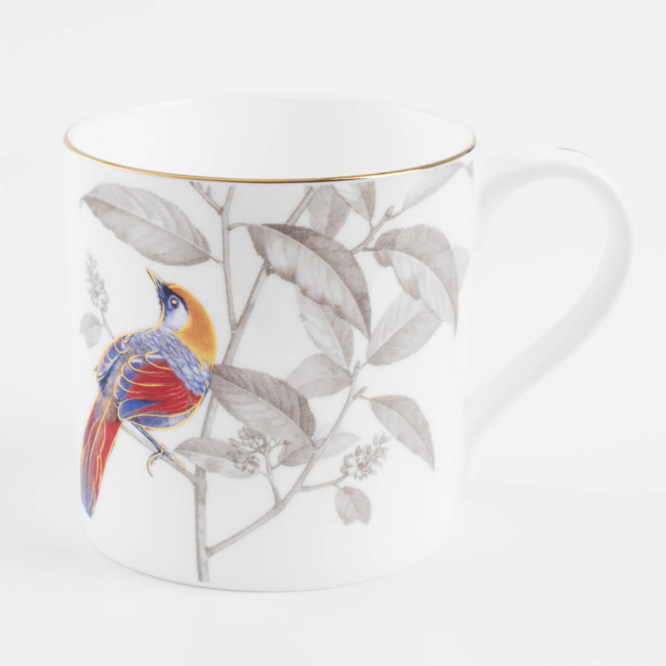 Mug, 380 ml, porcelain F, white, Kingfisher, Paradise bird изображение № 1