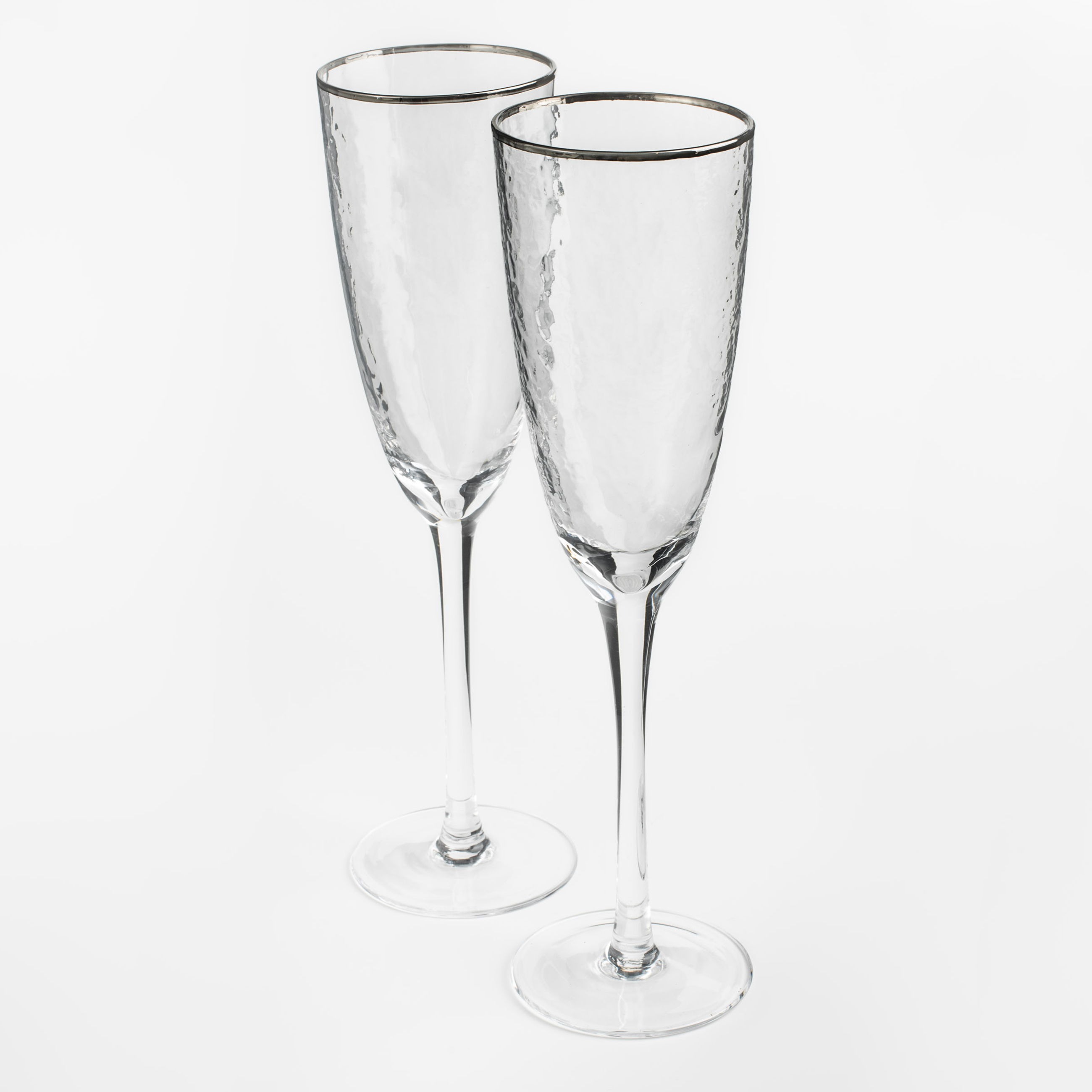 Champagne glass, 275 ml, 2 pcs, glass, with silver edging, Ripply silver изображение № 3
