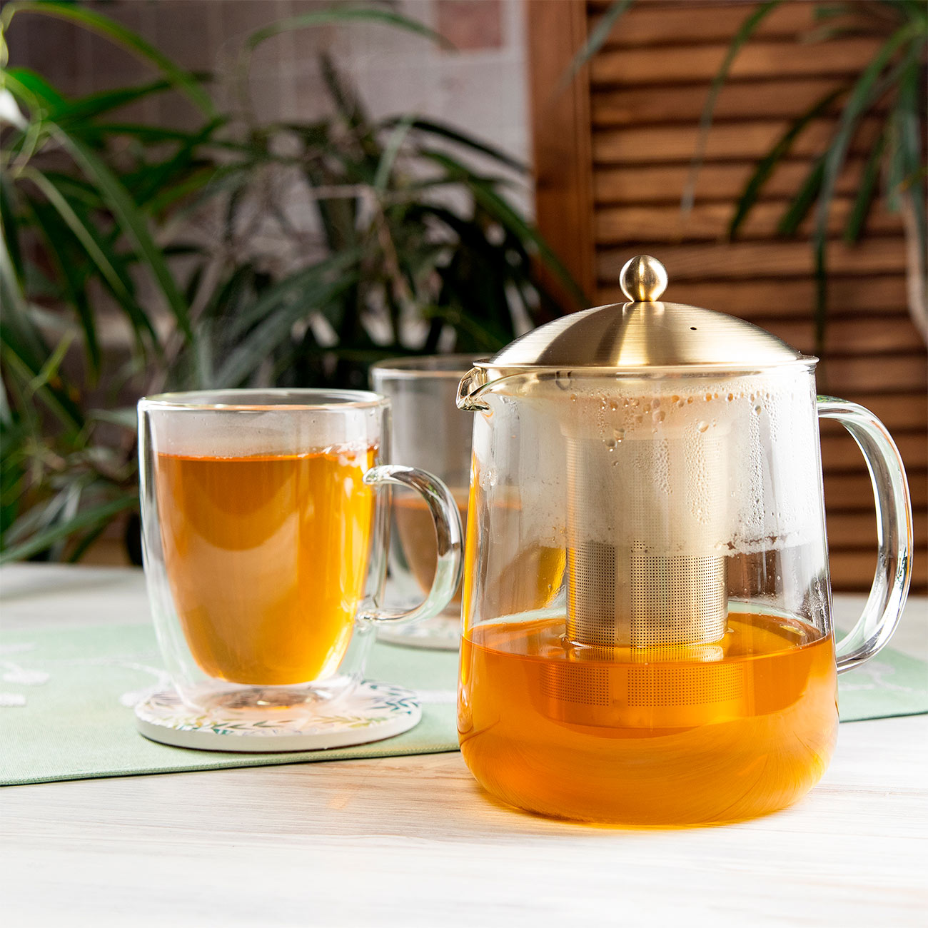 Teapot, 1 l, used glass, golden, Macchiato изображение № 2