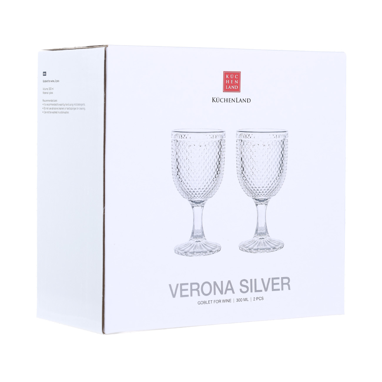 Wine glass, 300 ml, 2 pcs, glass R, with silver edging, Verona silver изображение № 2