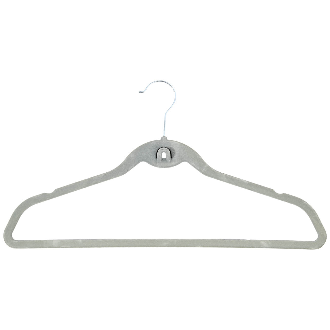Hanger-hangers, 44 cm, 4 pcs, with a loop for the second hangers, flock, gray, Household изображение № 1