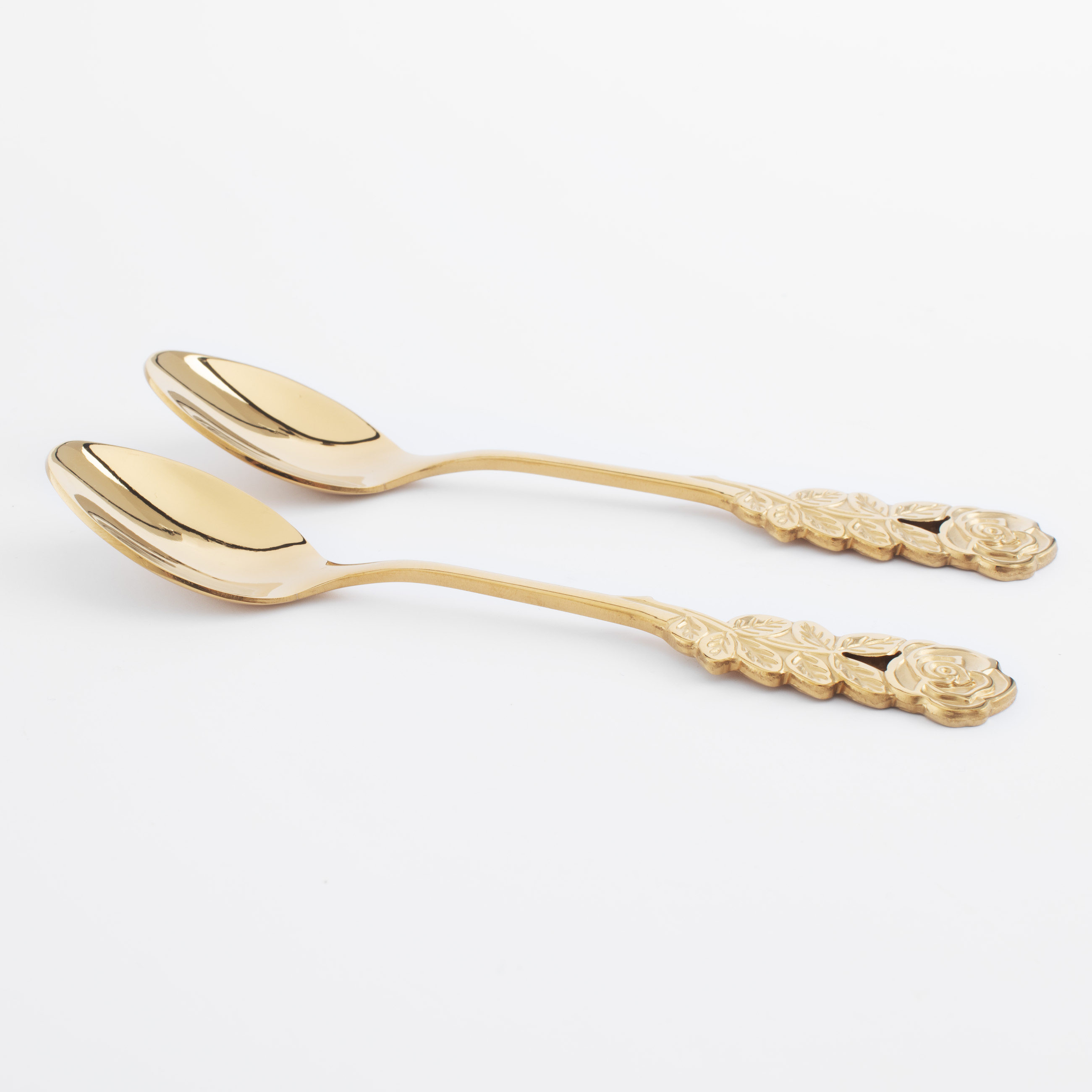 Dessert spoon, 13 cm, 2 pcs, steel, golden, Rose, Bloome изображение № 2