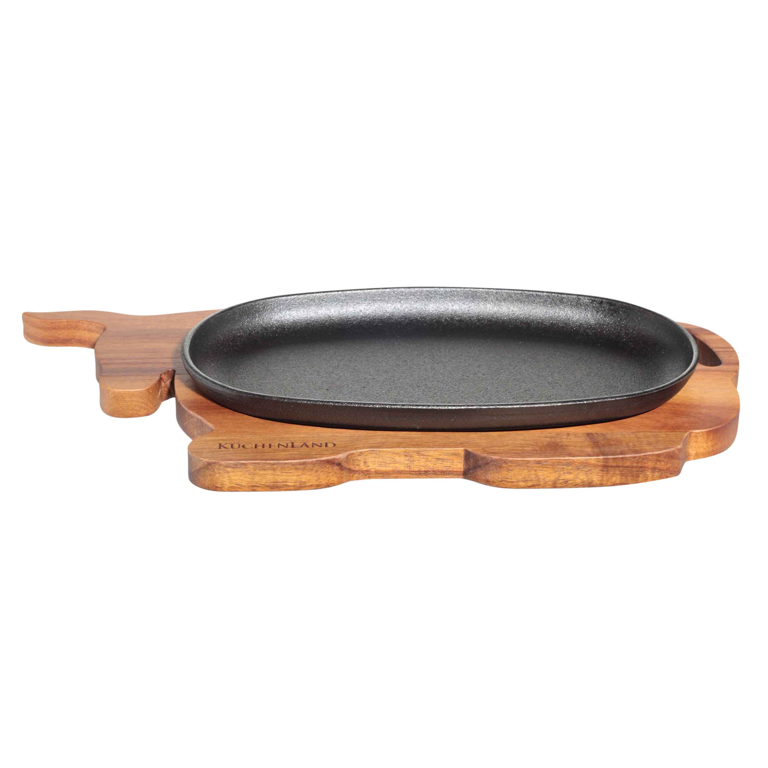 Frying pan, 24x14 cm, on a stand, cast iron / wood, oval, black, Bull, Authentic изображение № 2