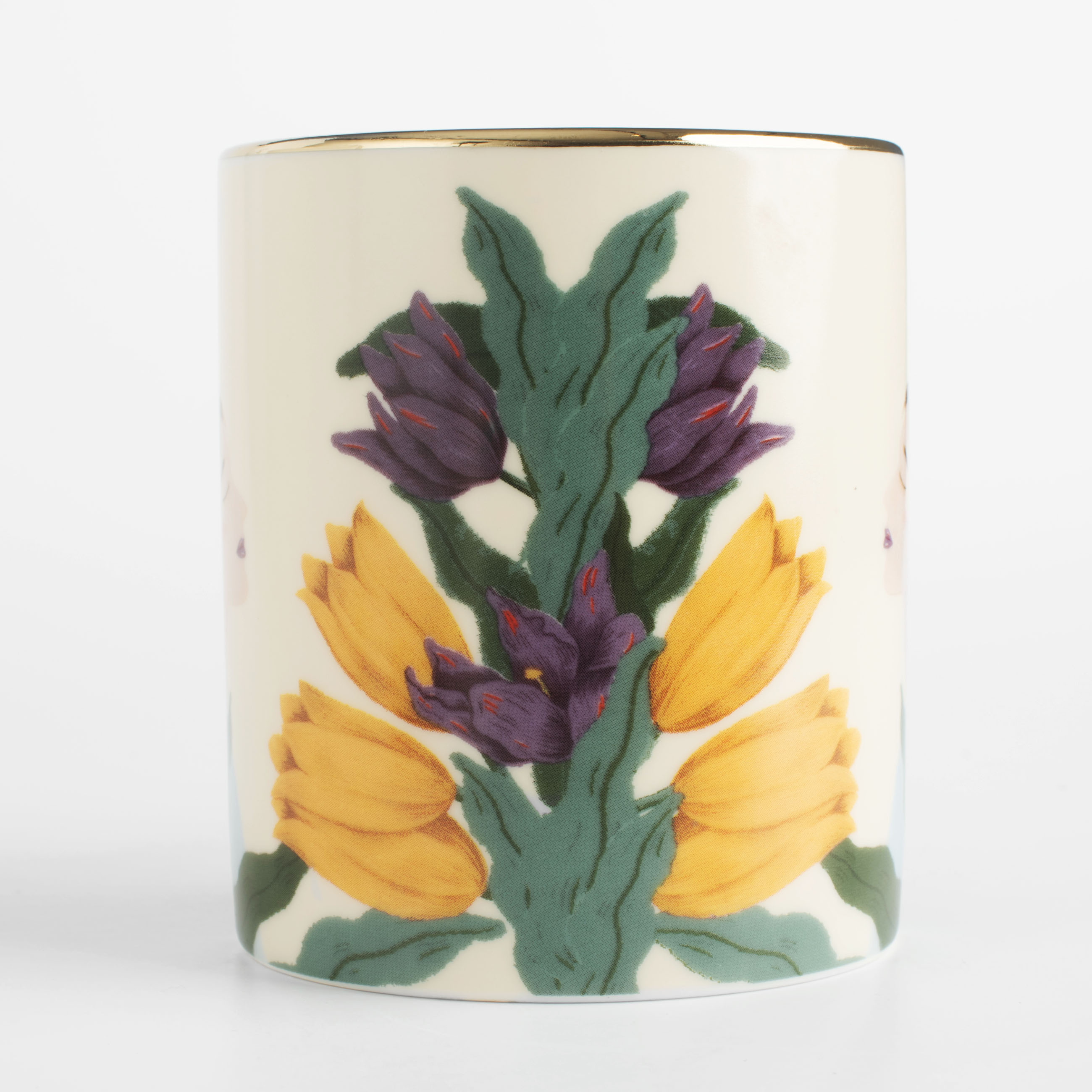 Mug, 350 ml, porcelain N, white, with golden edging, Girl in flowers, Girls изображение № 3