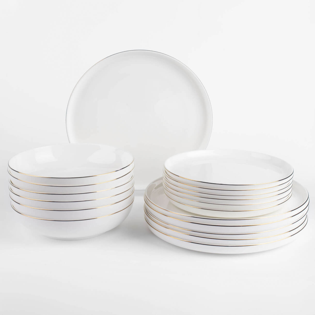 Dining set, 6 pers, 18 items, porcelain F, white, Ideal gold изображение № 1
