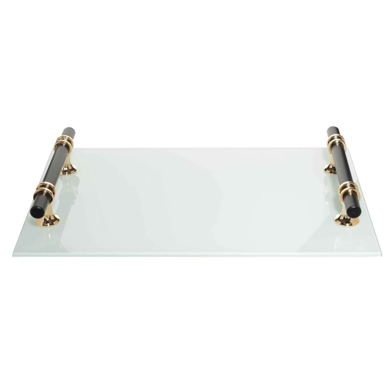 Tray, 20x30 cm, with handles, glass, rectangular, black and white, B&W изображение № 1