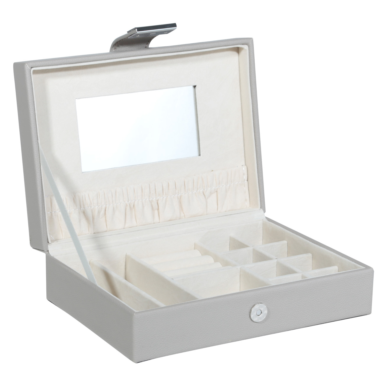 Jewelry box, 20x15 cm, with mirror, wood/PU leather, grey, Premiere изображение № 2