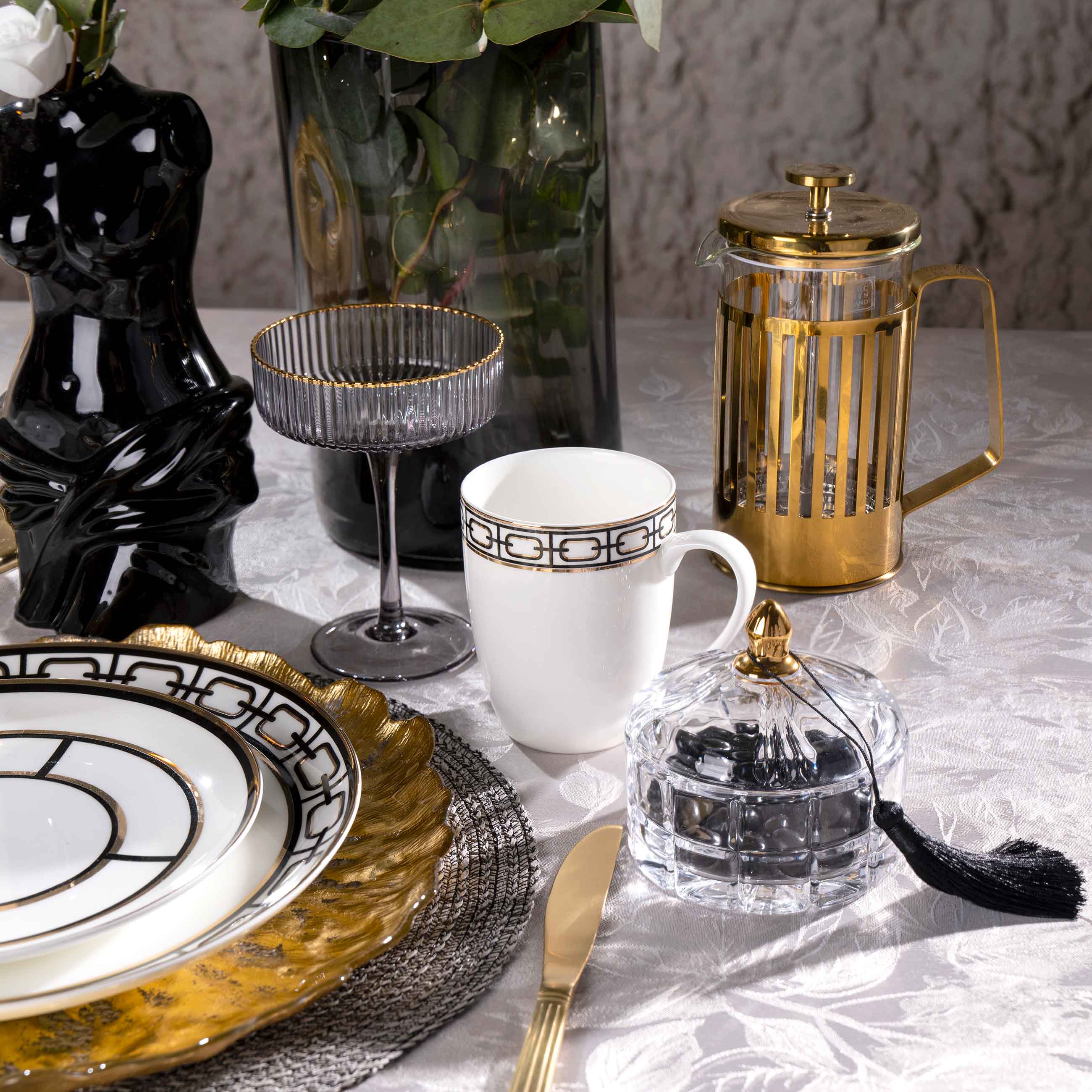Mug, 420 ml, porcelain F, white, with golden edging, Geometry, Rodos изображение № 7