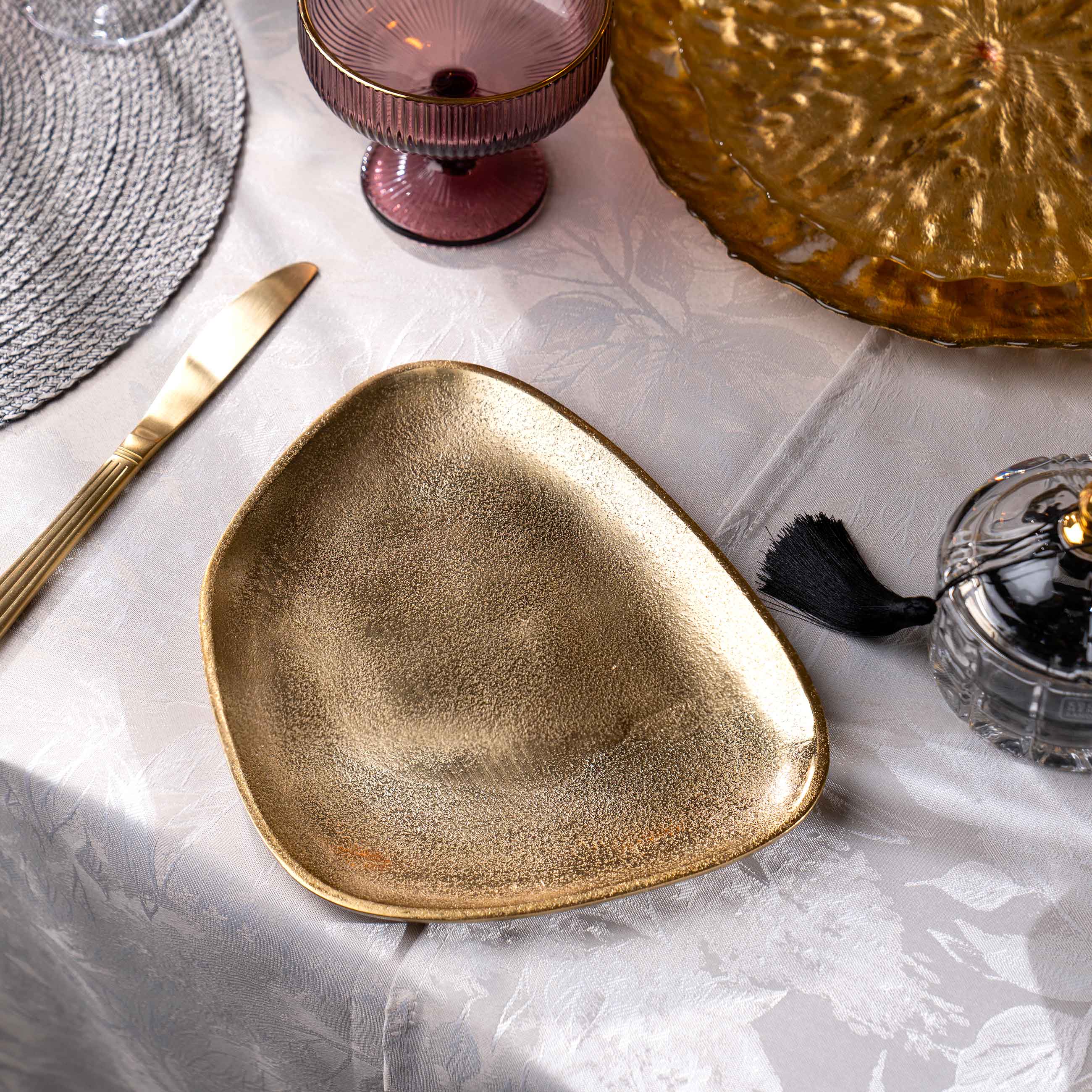 Decorative dish, 15x16 cm, metal, golden, Stone, Fantastic gold изображение № 4