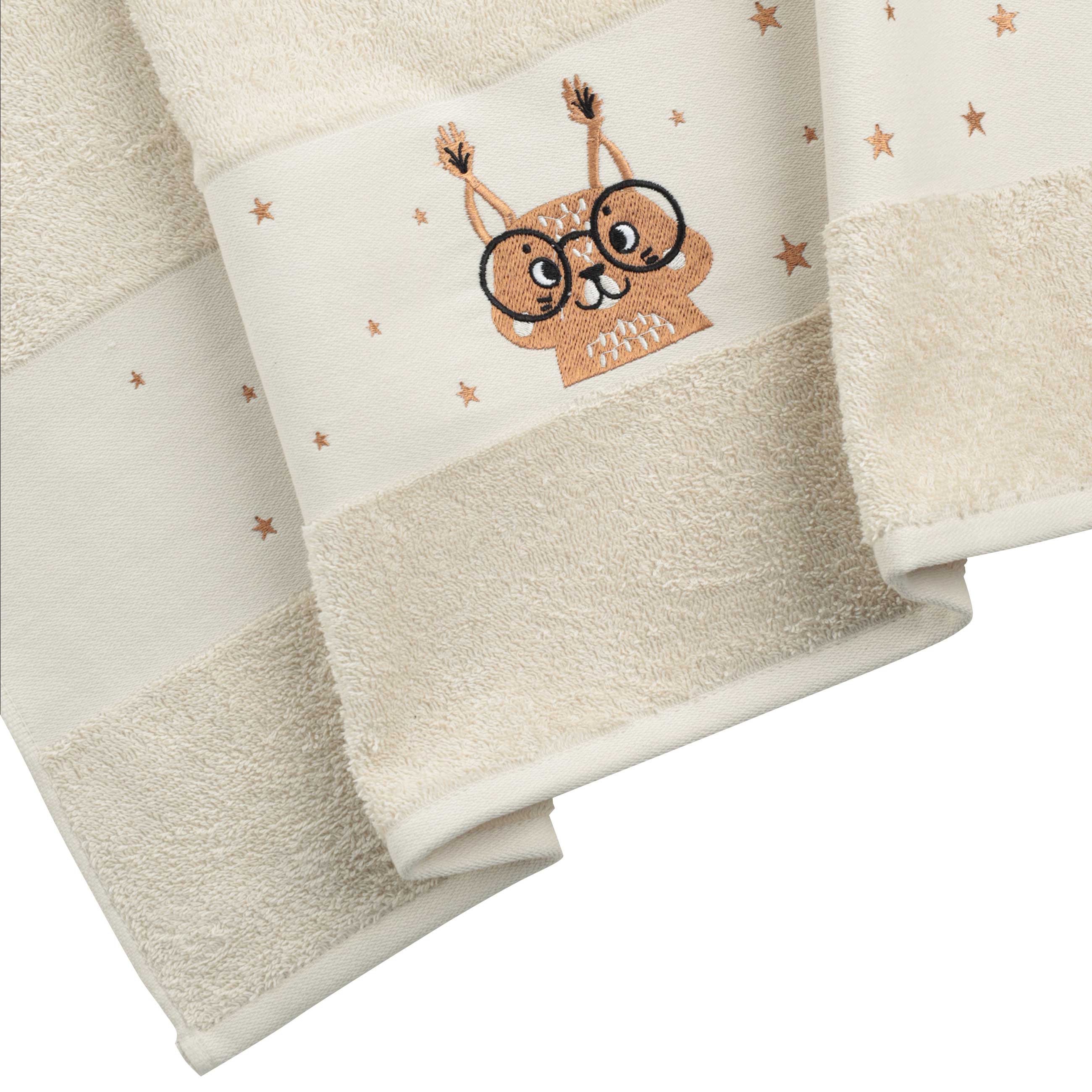 Children's towel, 50x90 cm, cotton, beige, Squirrel, Forest Animals изображение № 2