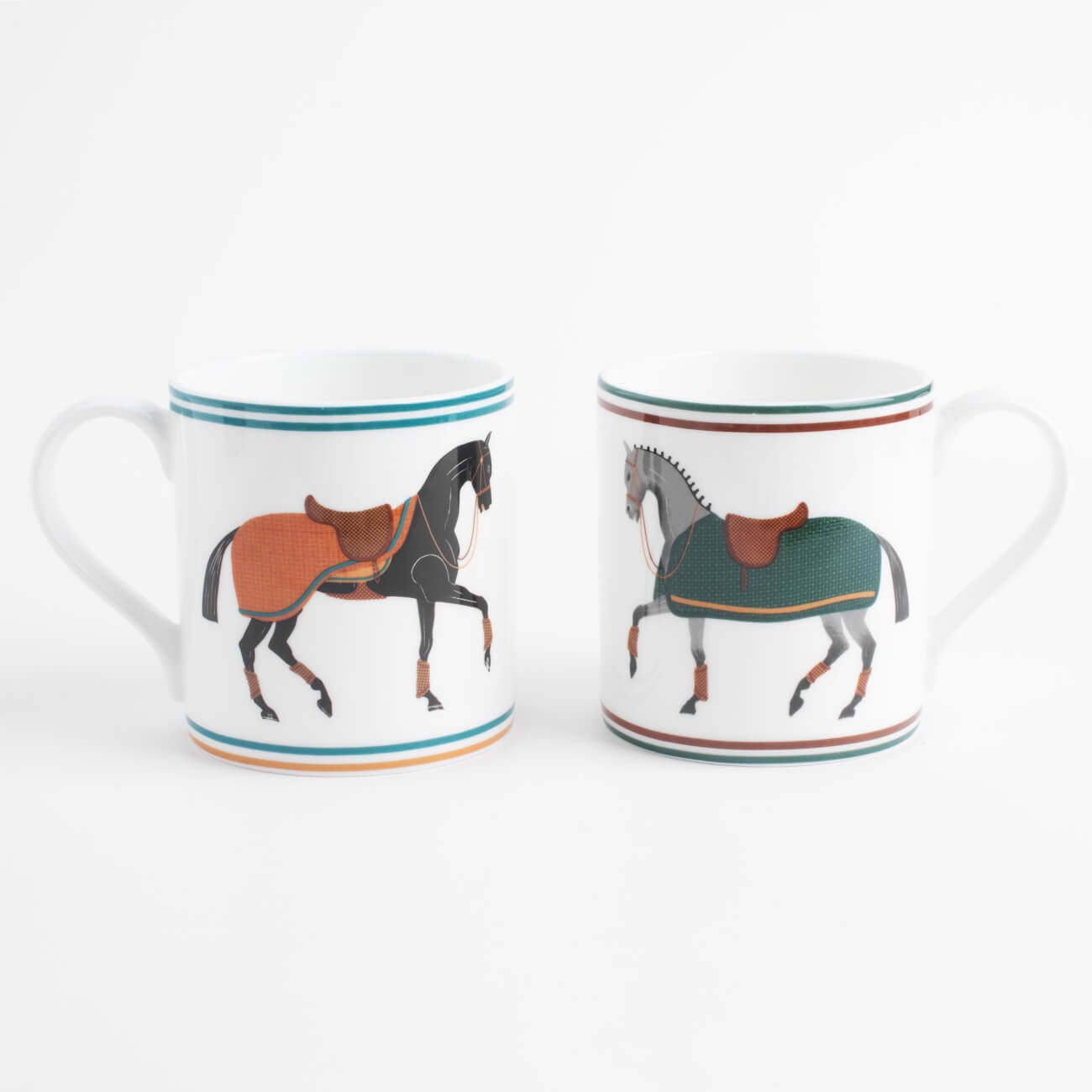 Mug, 380 ml, 2 pcs, porcelain F, white, Horses, Blue wind изображение № 1