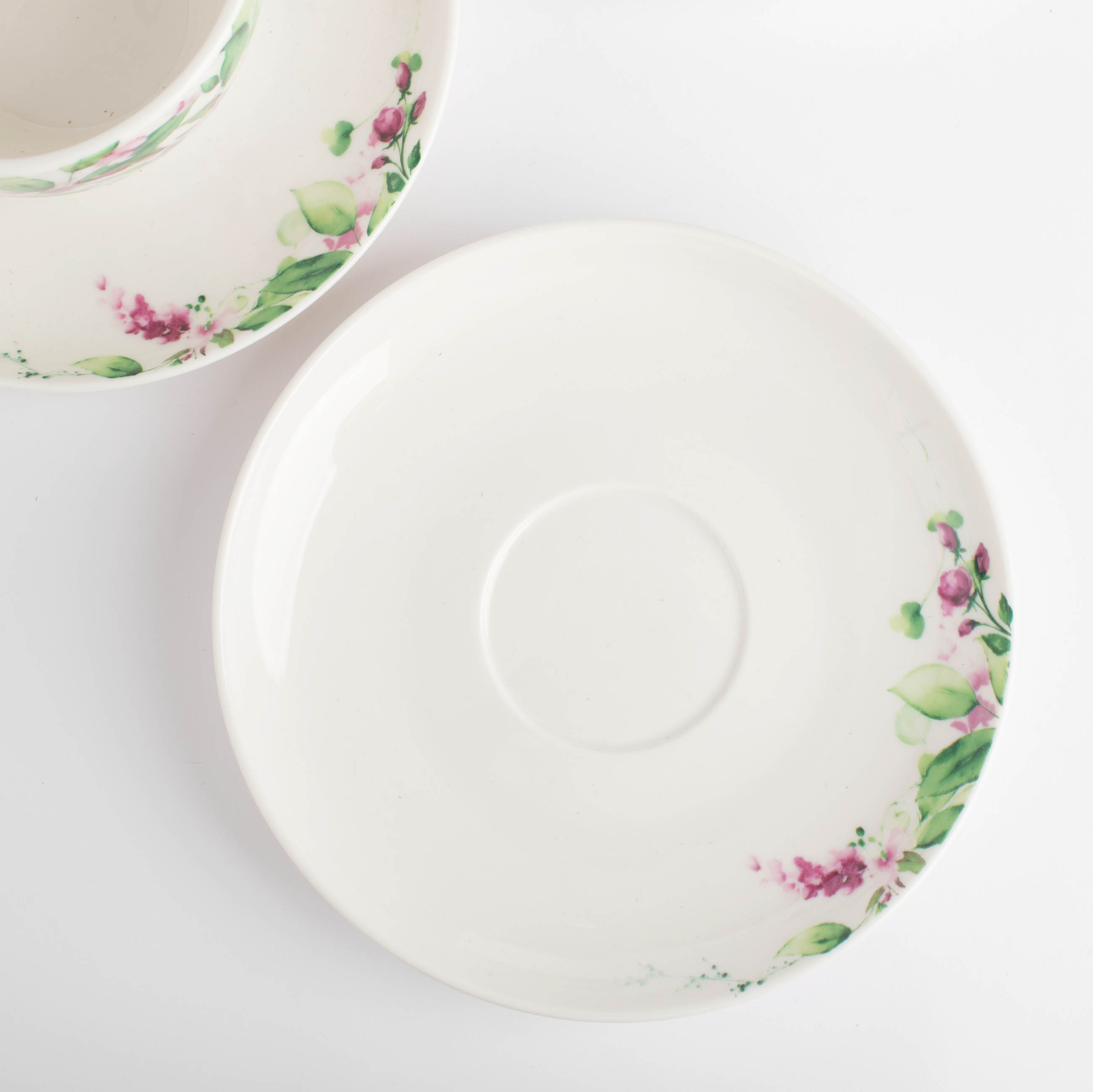 Tea pair, 6 persons, 12 items, 220 ml, porcelain N, white, Watercolor flowers, Senetti изображение № 5