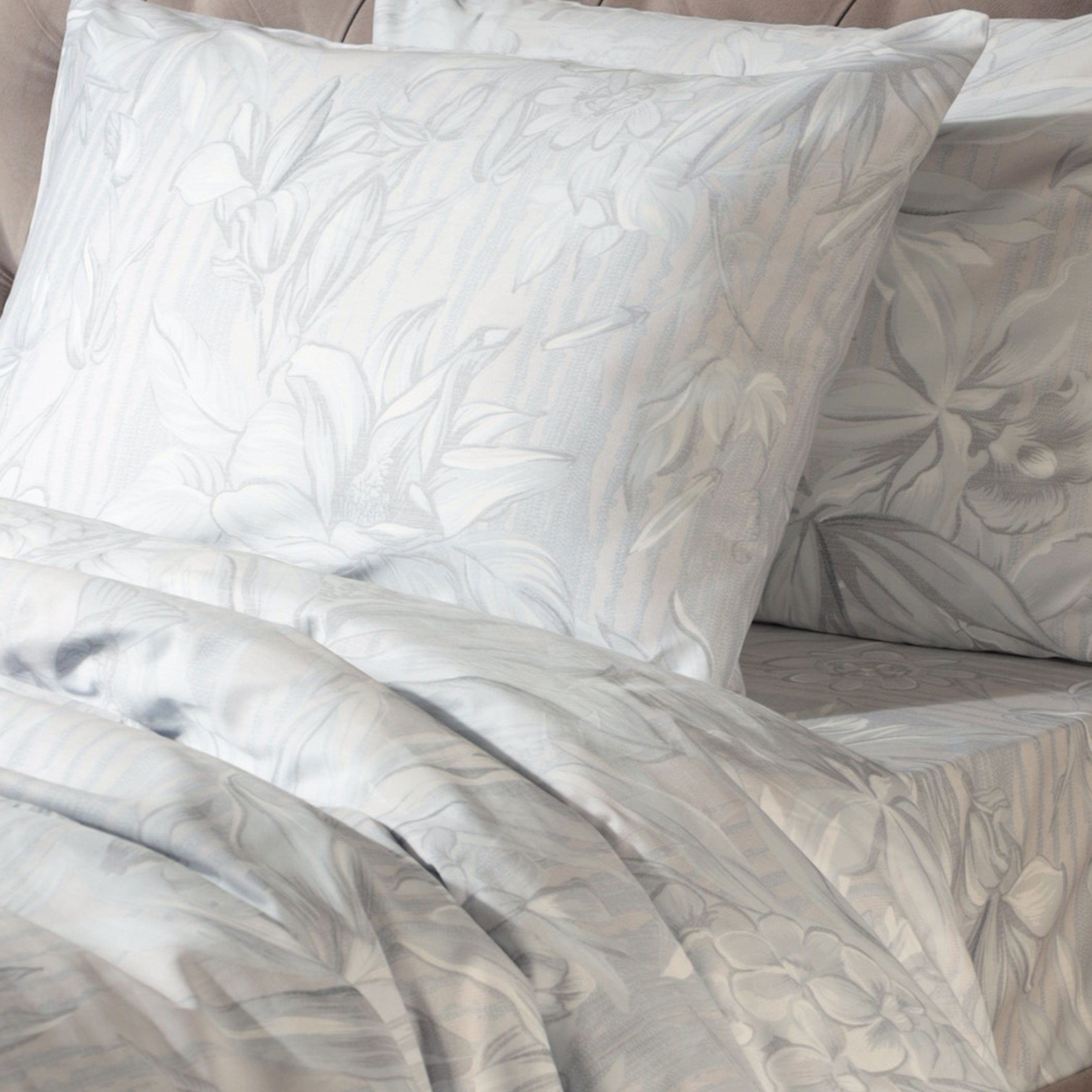 Bed linen set euro, satin 273 TC, gray, Blooming garden, Satin изображение № 2