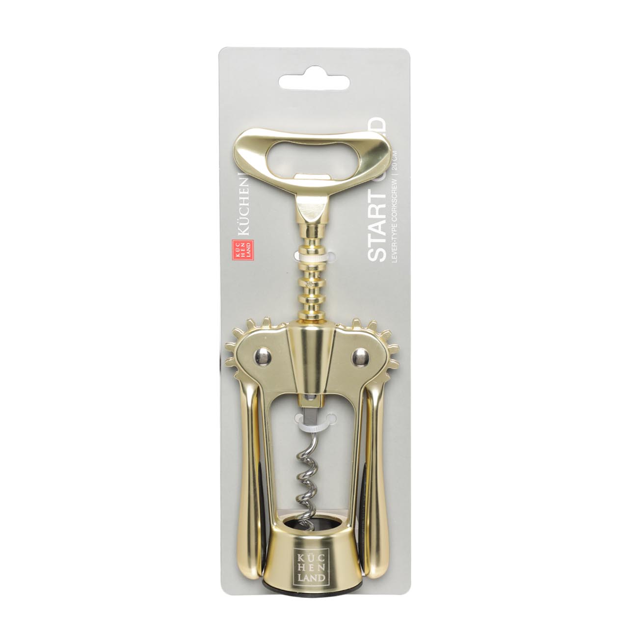 Lever corkscrew, 20 cm, metal / plastic, golden, Start gold изображение № 2