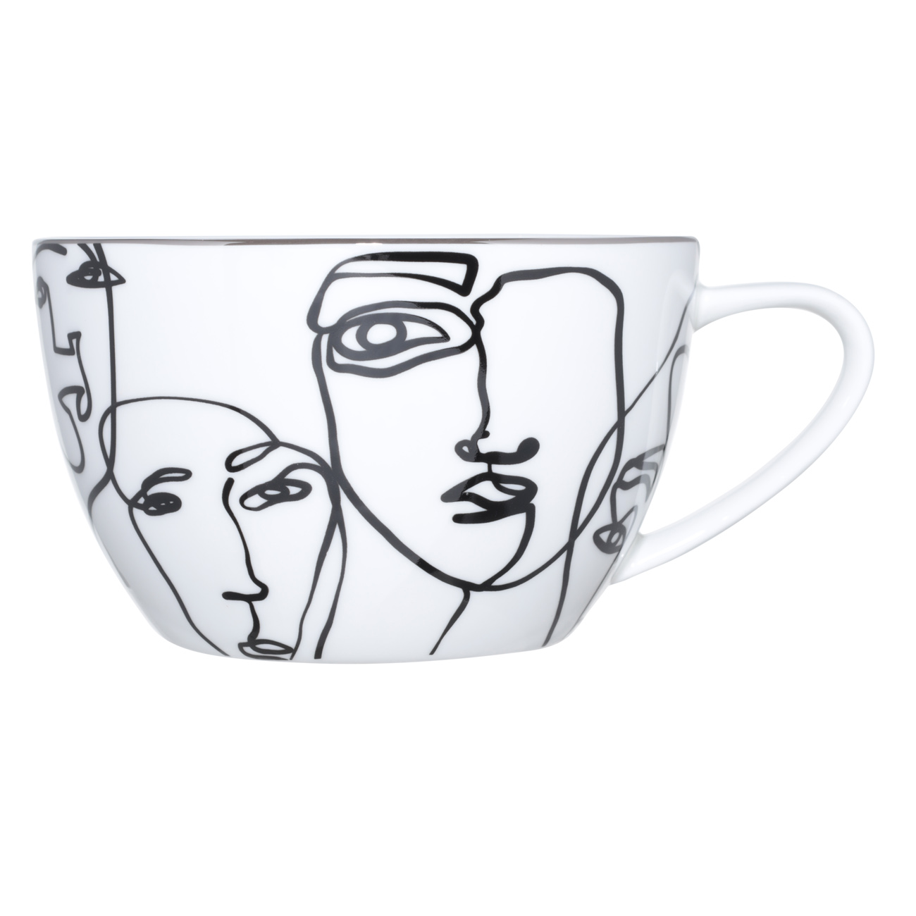Pair of tea bags for breakfast, 1 pers, 2 items, 480 ml, porcelain F, white, Contoured faces, Face изображение № 2