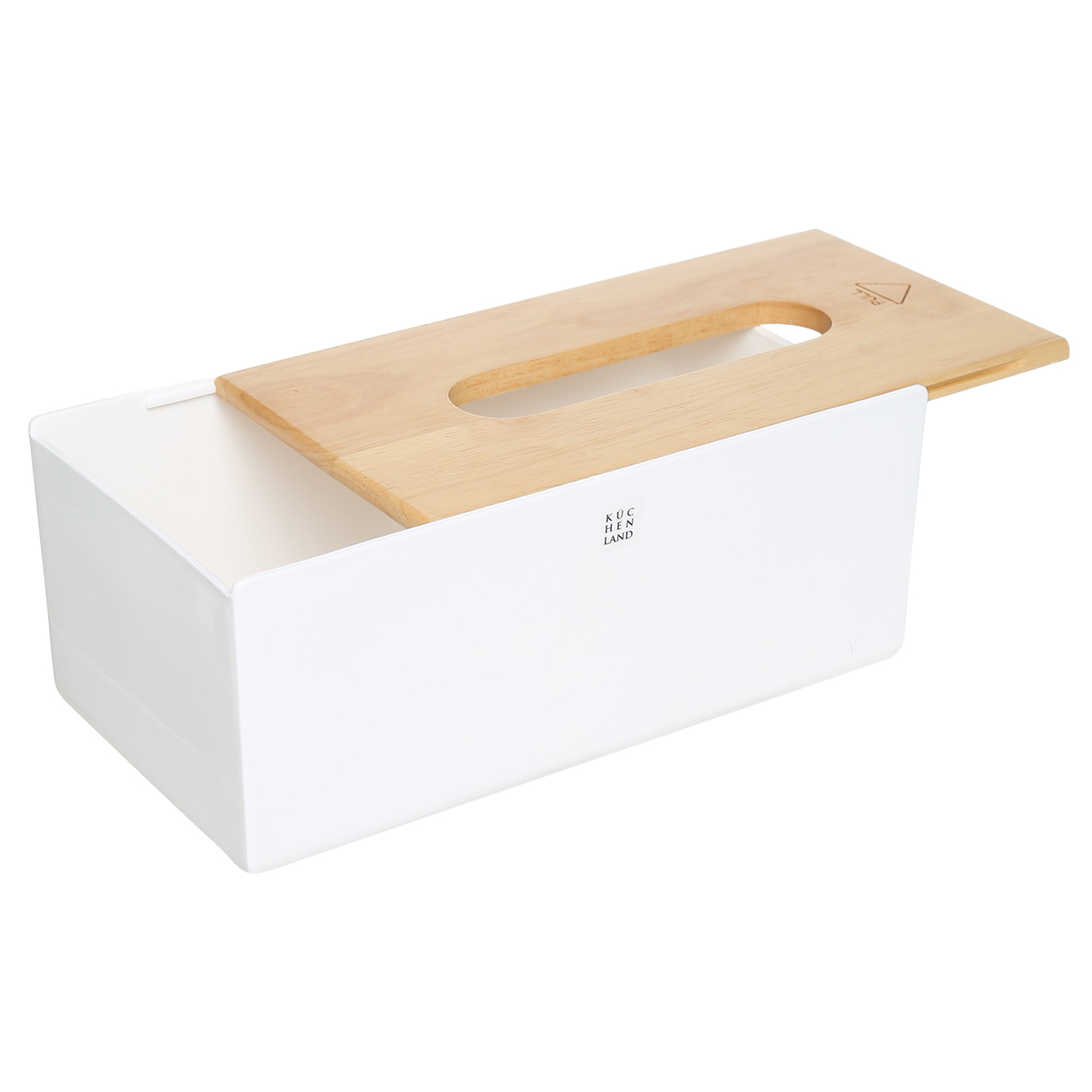 Paper napkin box, 23x13 cm, plastic / rubber wood, White, White style изображение № 3