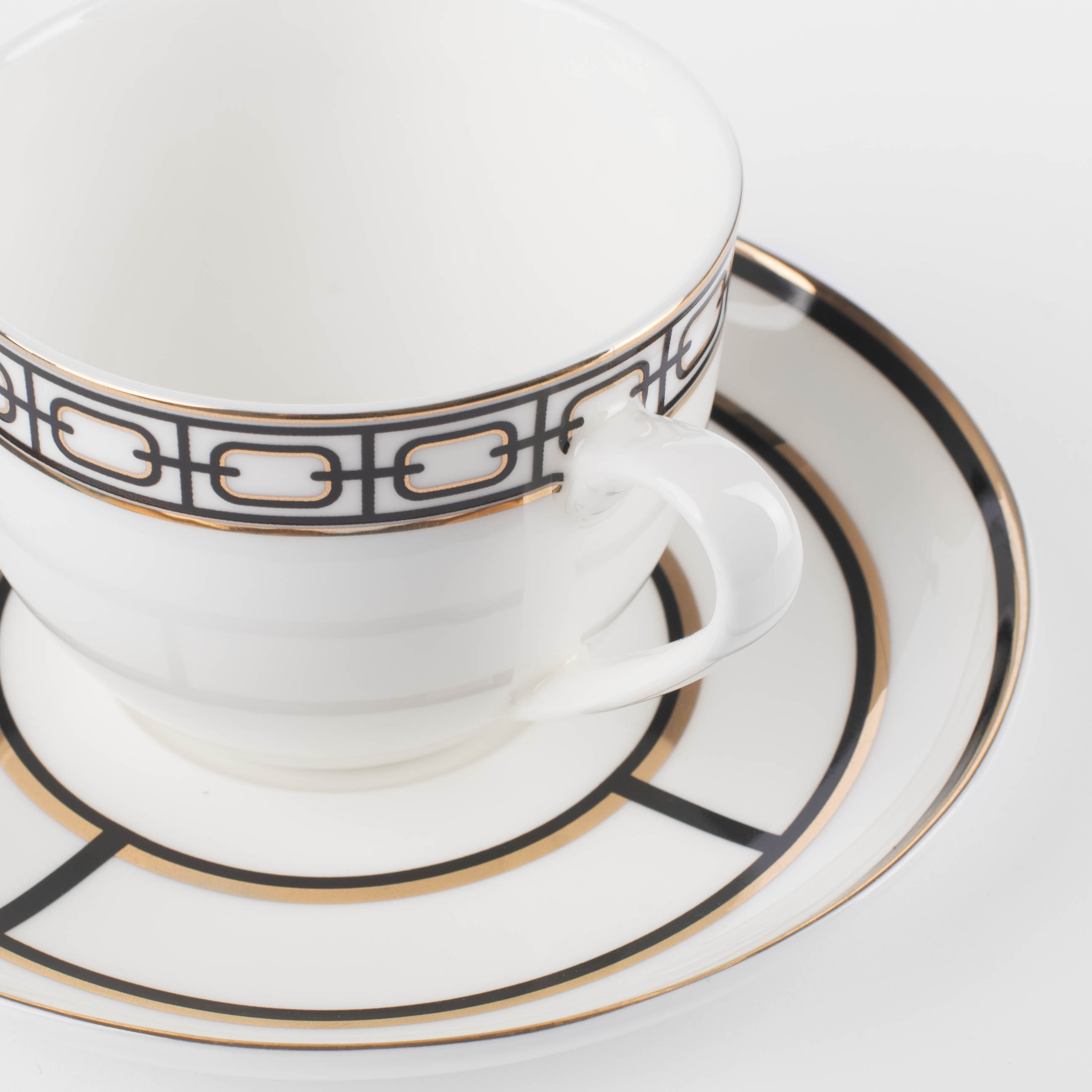 Tea pair, 1 pers, 2 items, 250 ml, porcelain F, with golden edging, Geometry, Rodos изображение № 3