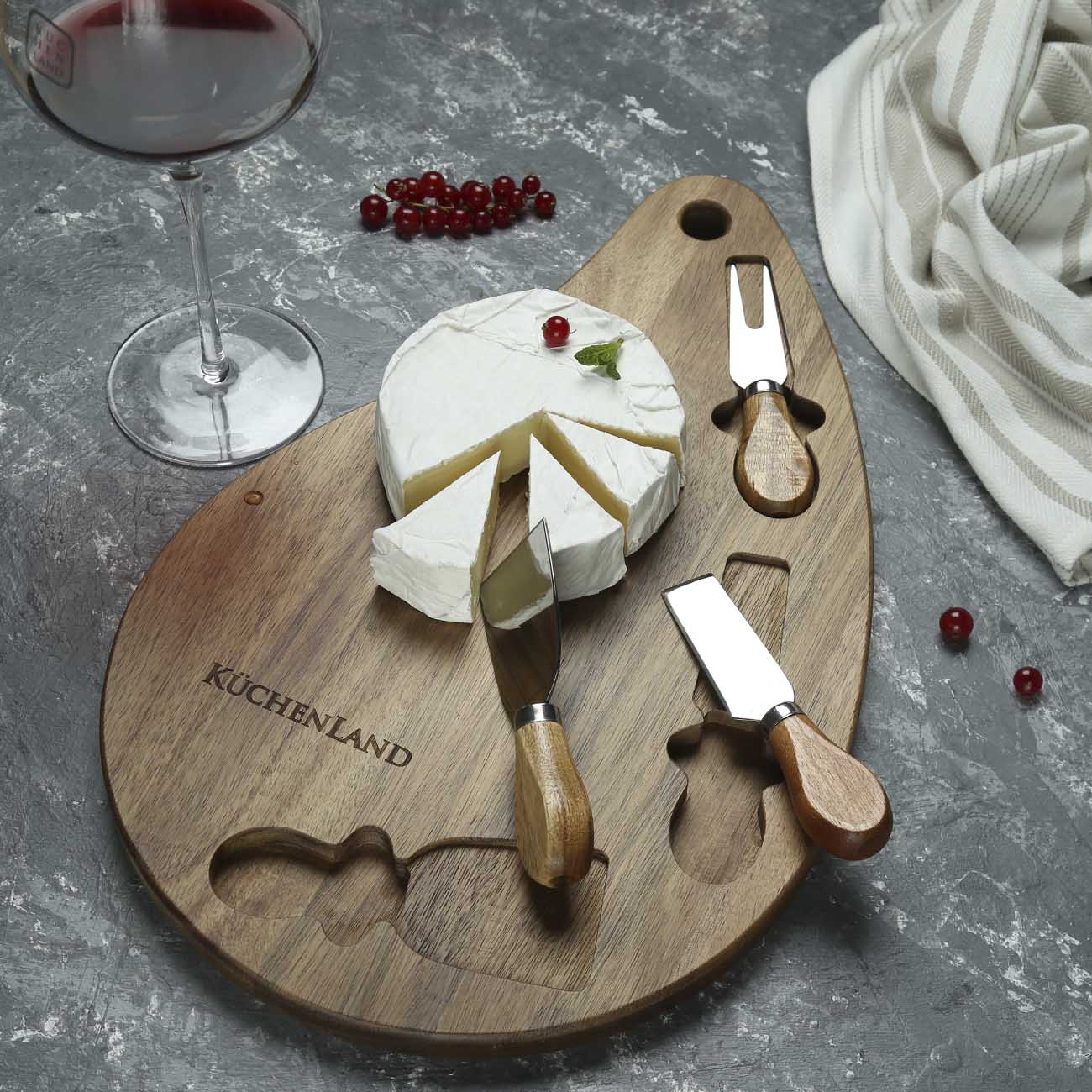 Cheese set, 4 pr, platter board, Steel / Wood, Dark, Drop, Cheese изображение № 2