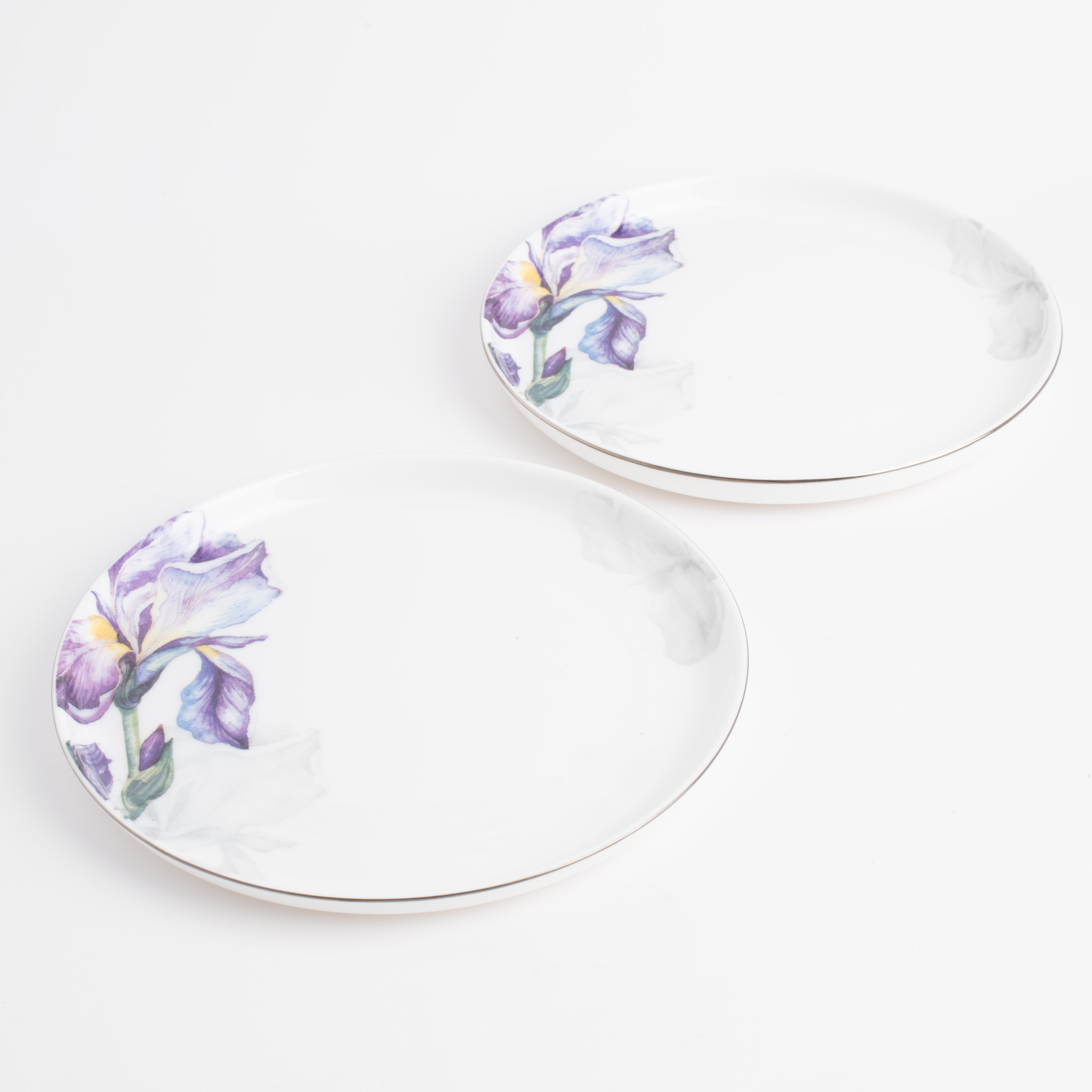 Dessert plate, 20 cm, 2 pcs, porcelain F, with silver edging, Irises, Antarctica Flowers изображение № 2