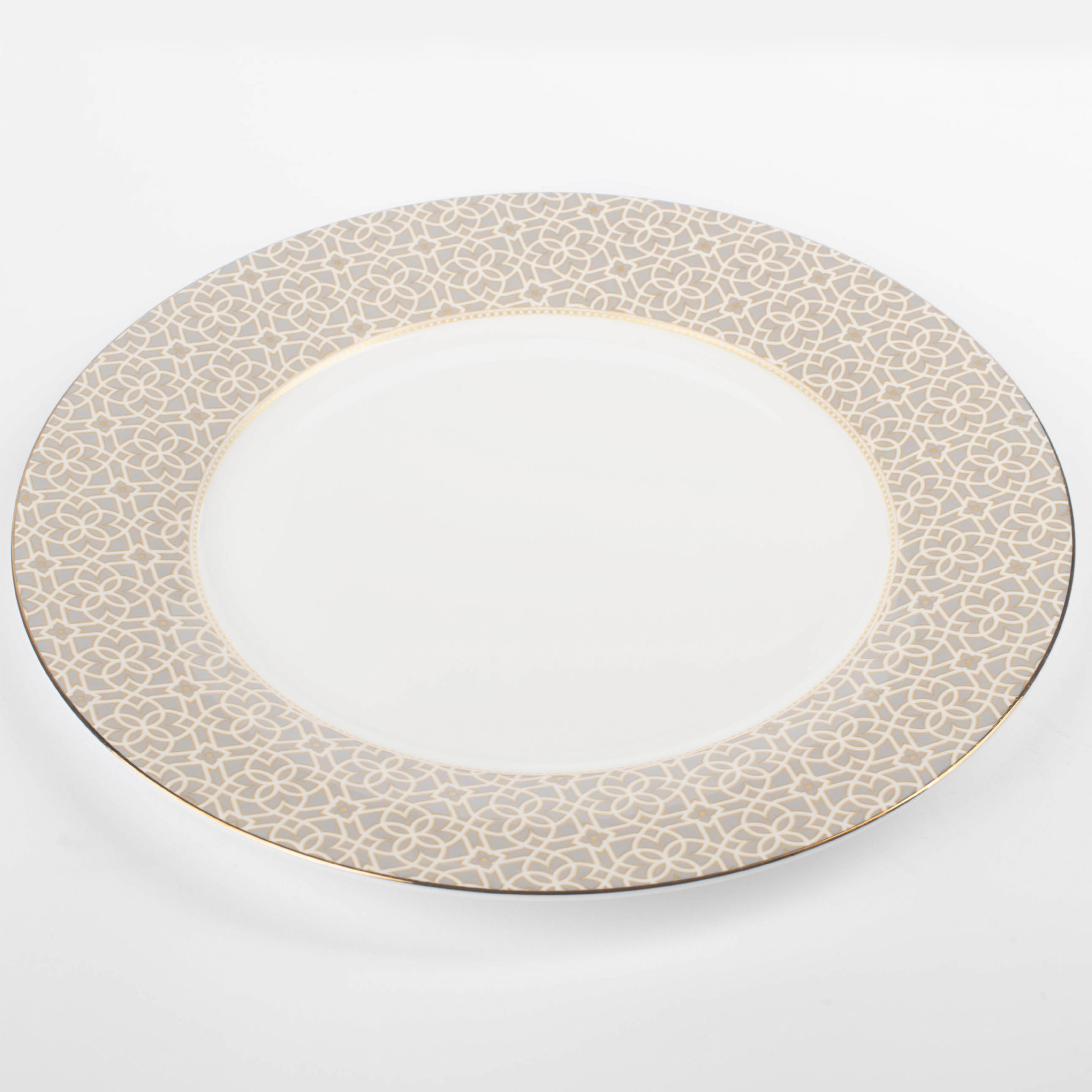 Dining plate, 27 cm, porcelain F, gray, with golden edging, Ornament, Liberty изображение № 2