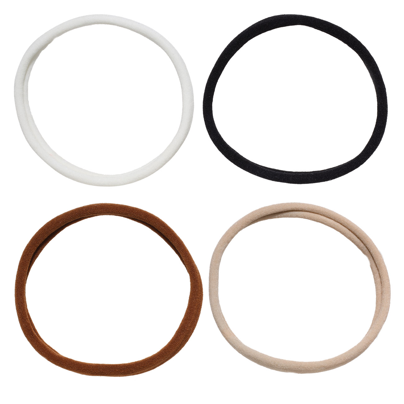 Elastic band for hair, 6 cm, 12 pcs, polyester, white / black / brown / beige, Basic изображение № 2