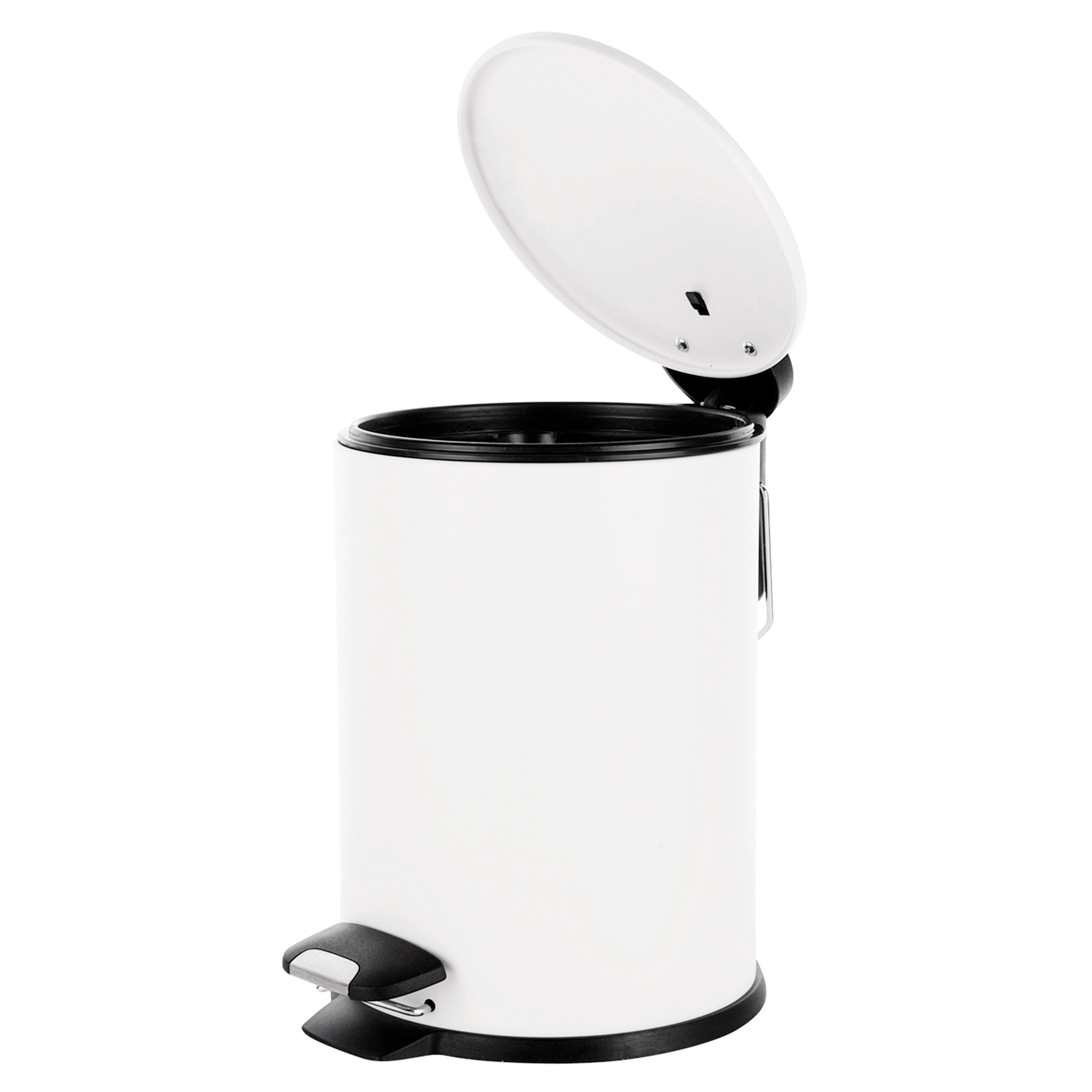 Trash can, 3 L, with pedal, metal, white, Aphrodite изображение № 4