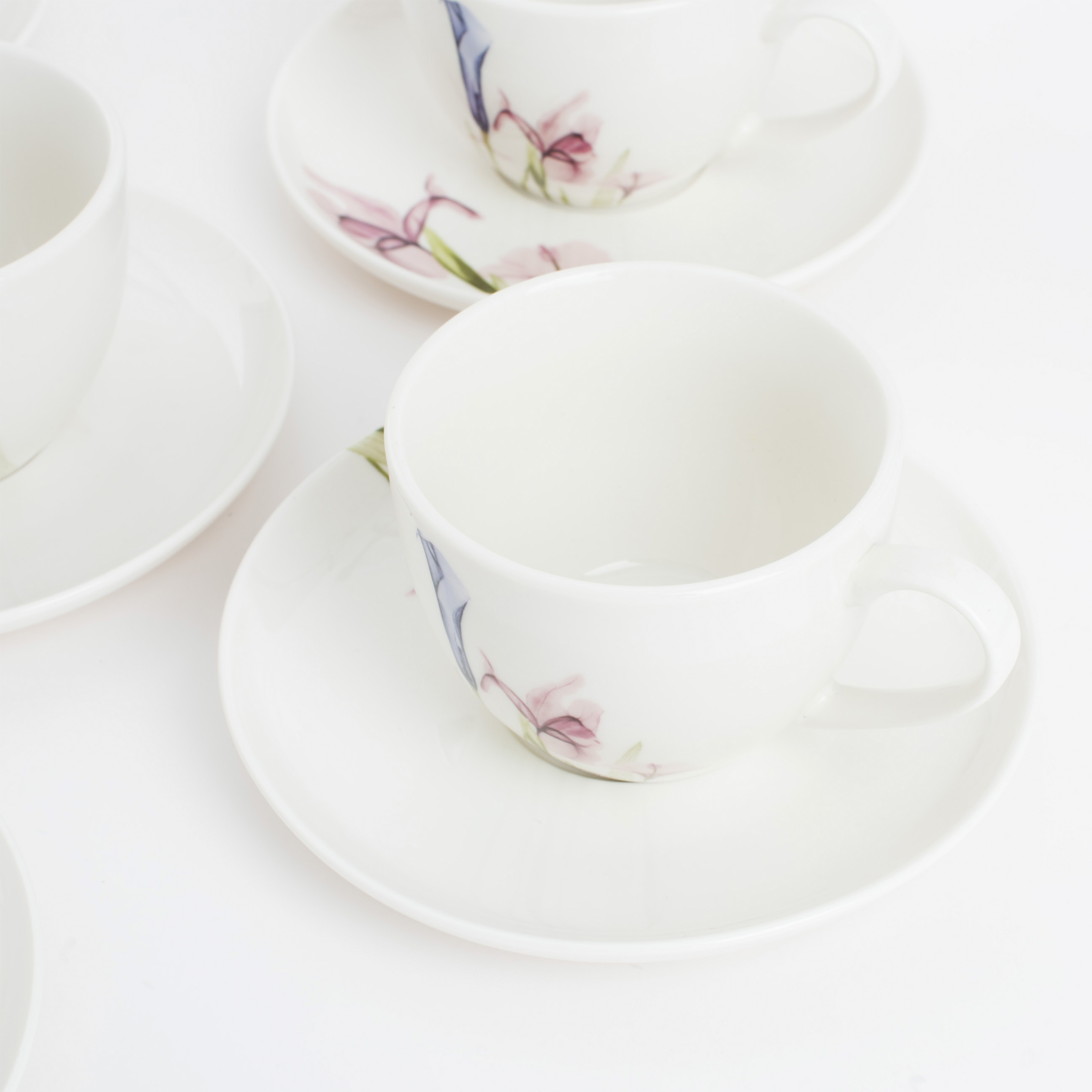 Tea pair, 6 persons, 12 items, 220 ml, porcelain N, white, Pastel flowers, Pastel flowers изображение № 5