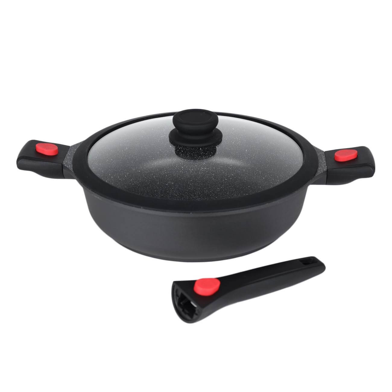 Saucepan, 28 cm, with lid, 3 removable handles, coated, aluminum, Solution Red 2 изображение № 1