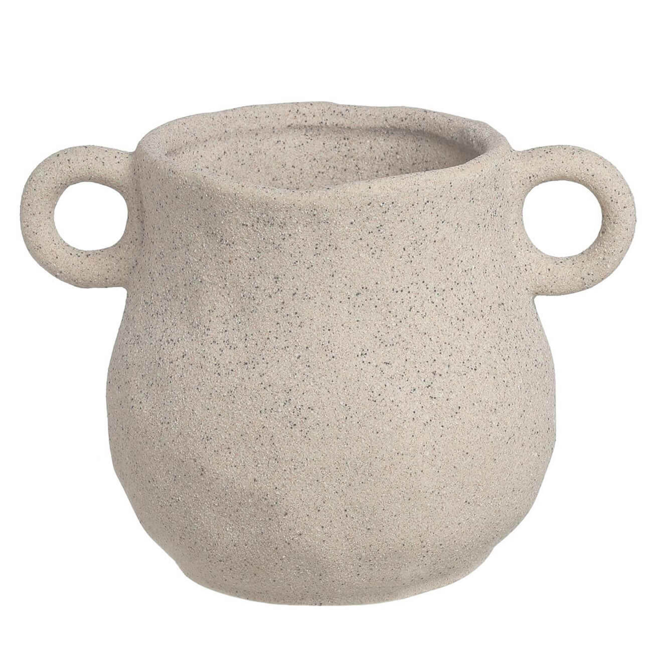Decorative vase, 13 cm, with handles, ceramic, grey, Antic изображение № 1
