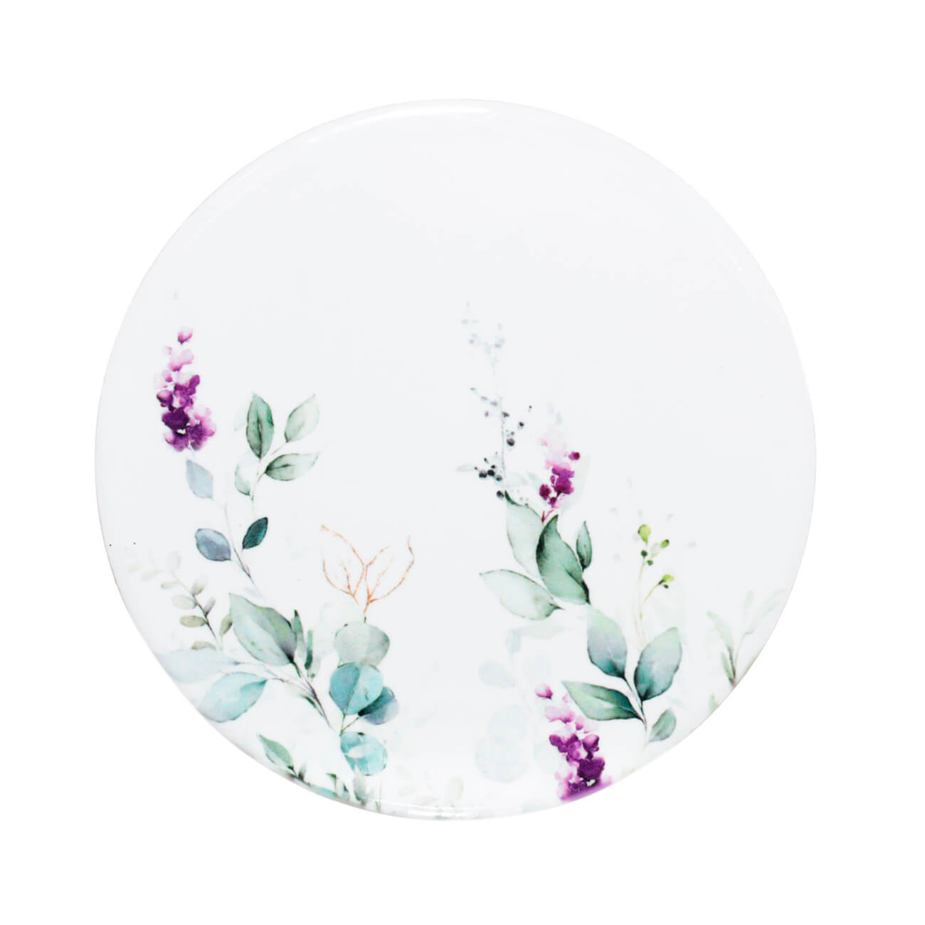 Mug stand, 11 cm, ceramic / cork, round, white, Watercolor flowers, Senetti изображение № 1