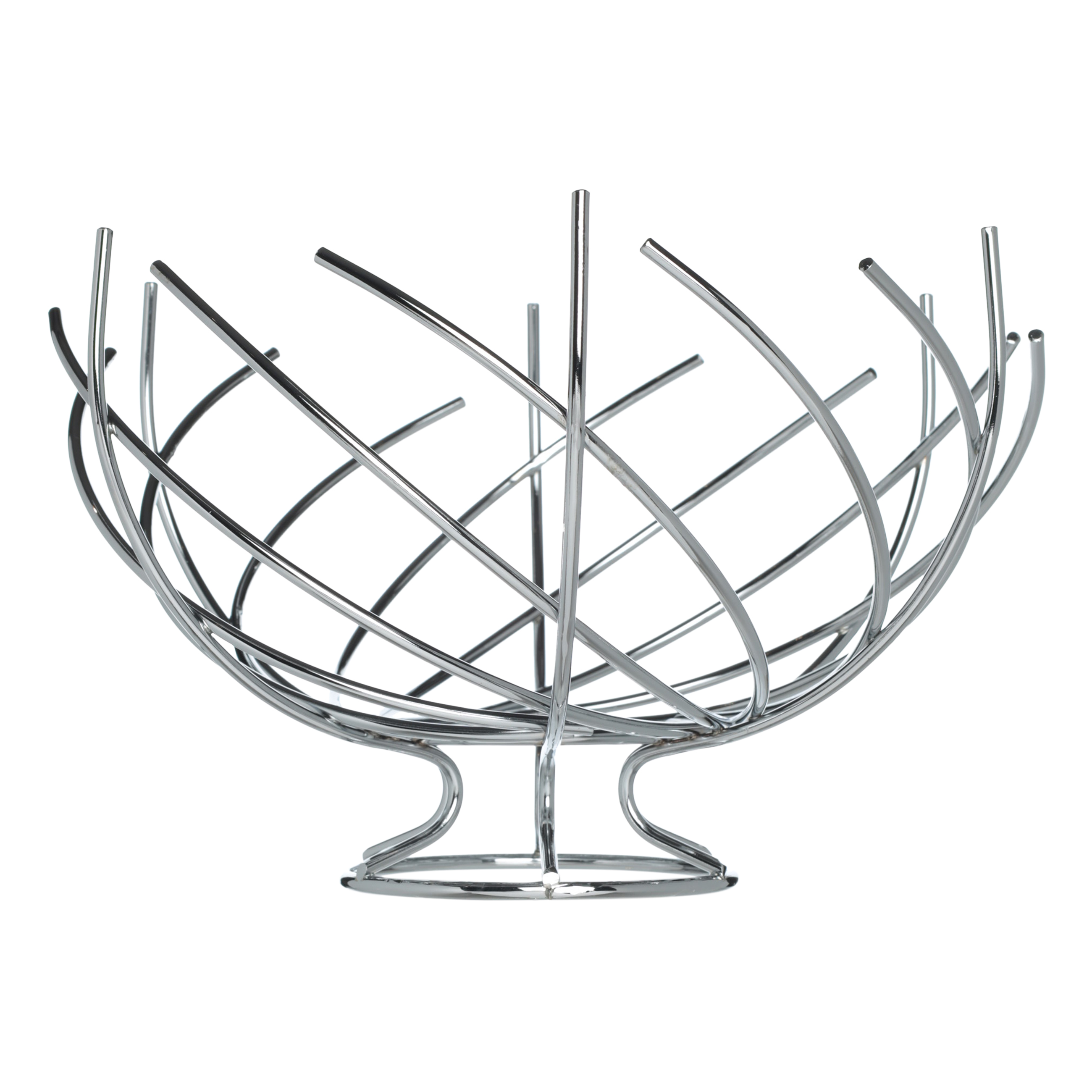 Fruit basket, 30 cm, on a leg, metal, silver, Twist silver изображение № 2