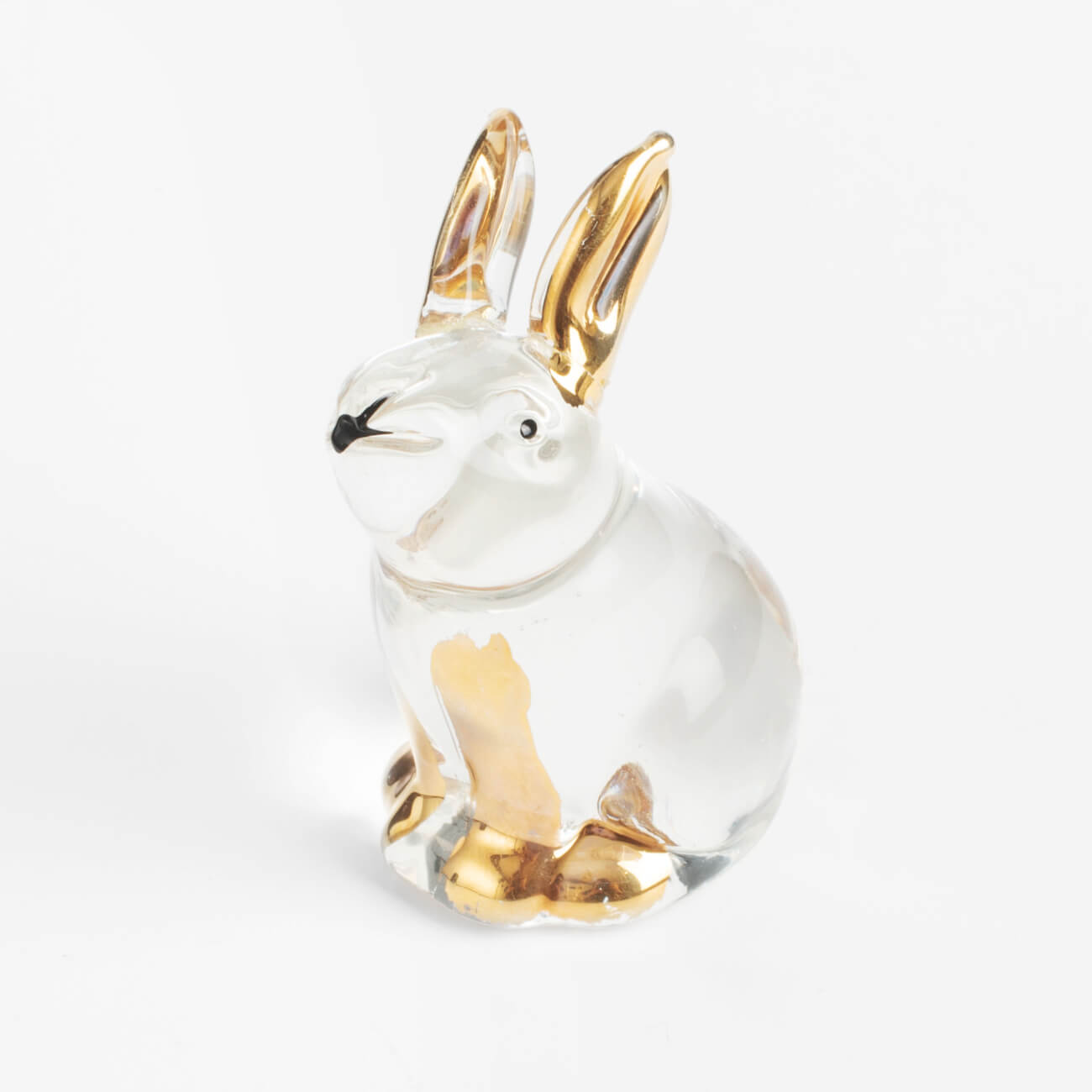 Statuette, 6 cm, glass, Rabbit with golden ears and paws, Vitreous изображение № 1