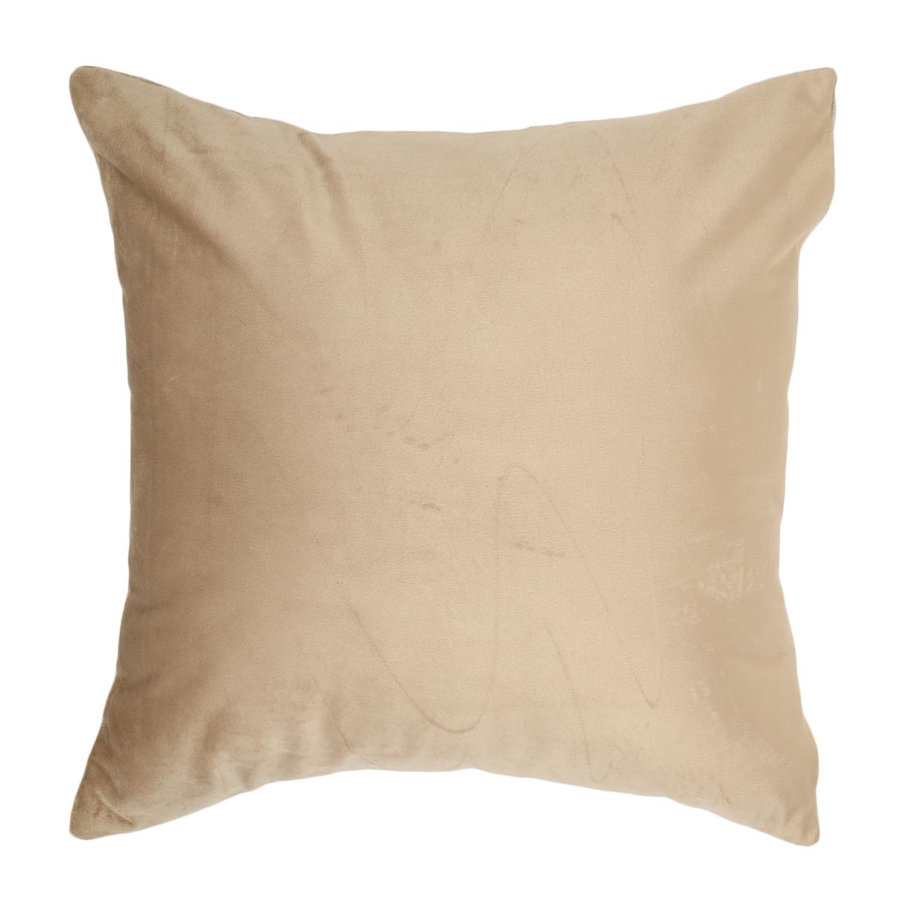 Decorative pillow, 45x45 cm, chenille / corduroy, beige, Home is my happy place, Chenill изображение № 2